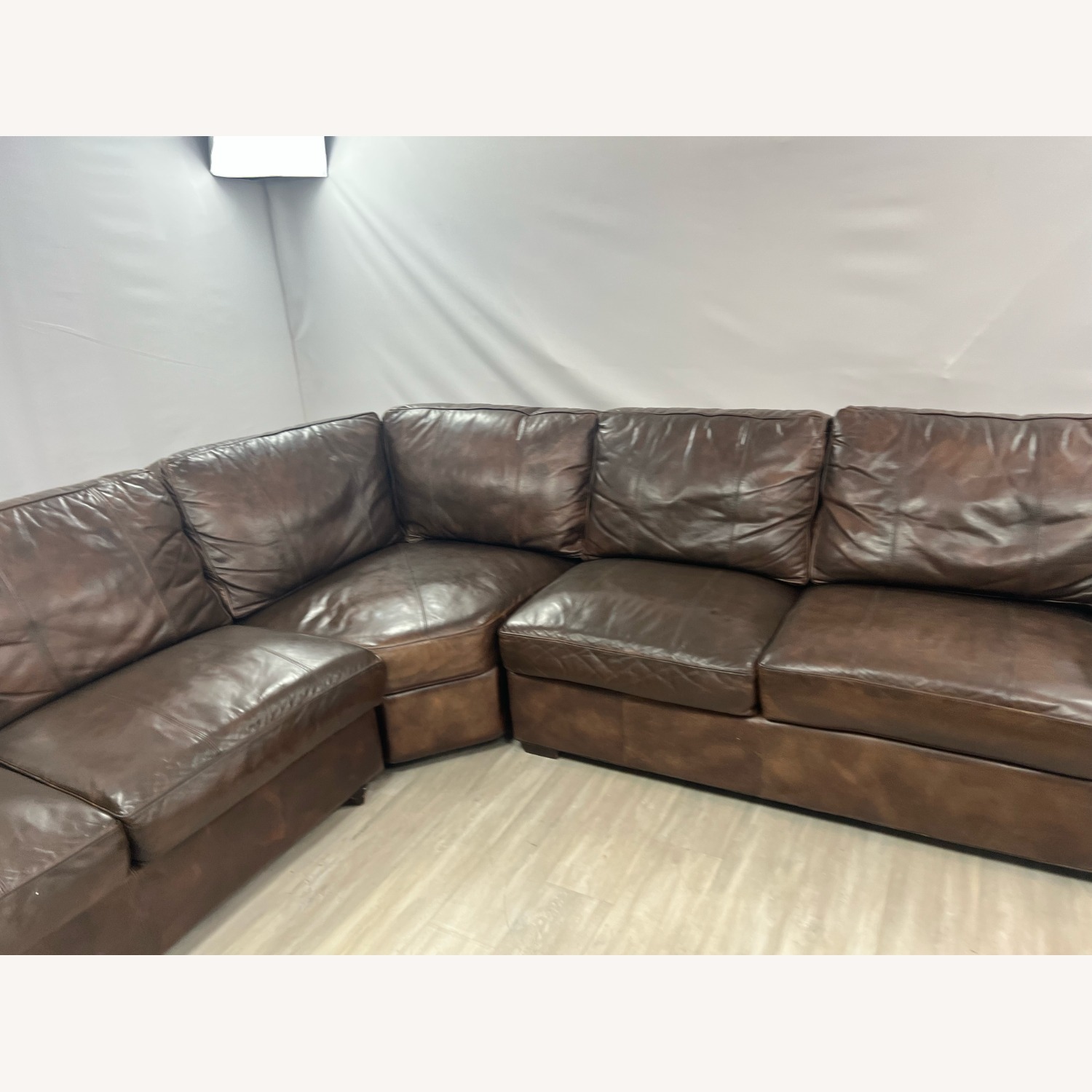 Raymour & Flanigan Dark Brown Leather Sectional - image-3