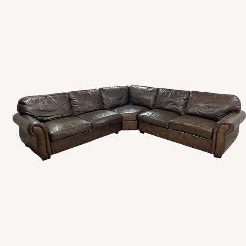 Used Raymour & Flanigan Dark Brown Leather Sectional for sale on AptDeco