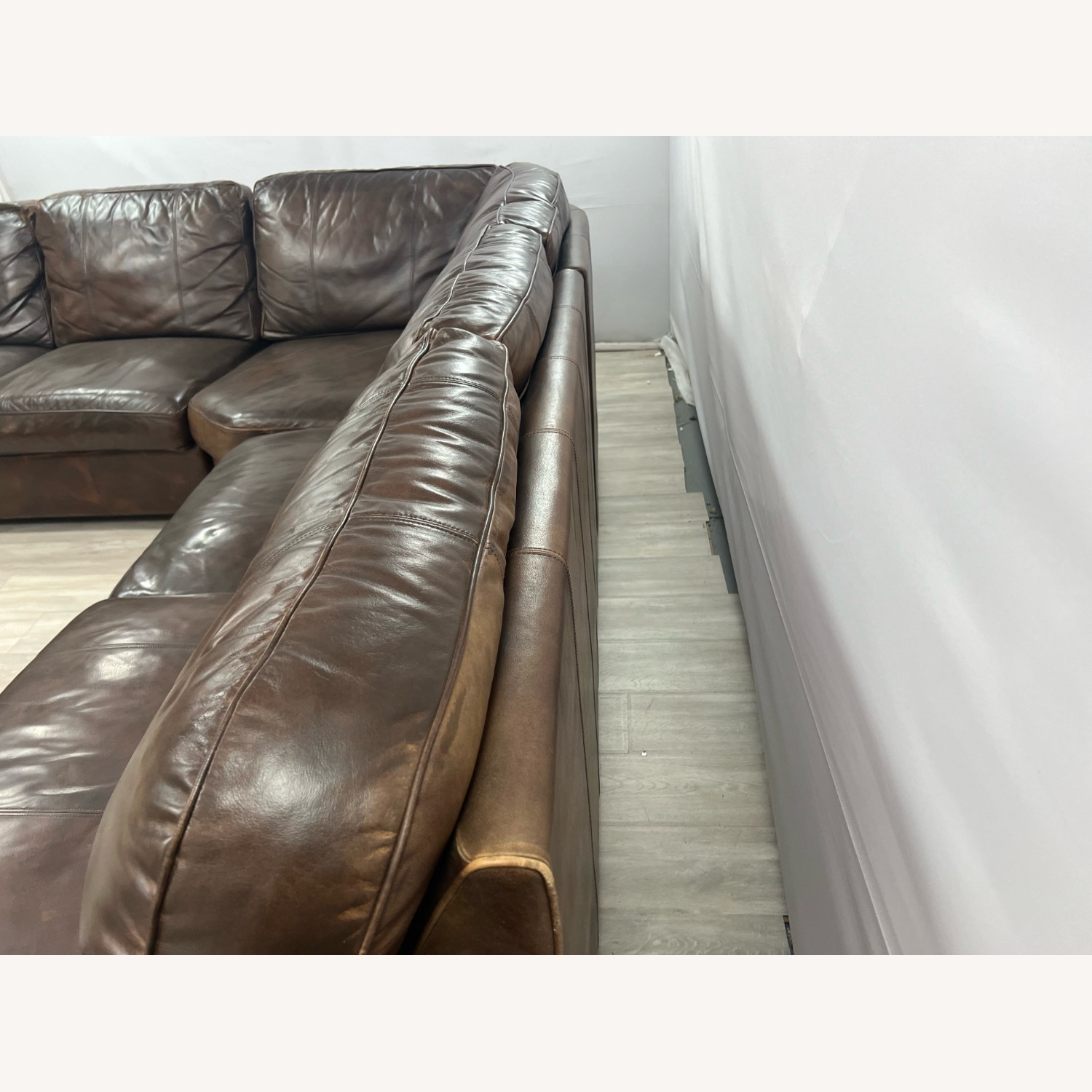 Raymour & Flanigan Dark Brown Leather Sectional - image-8