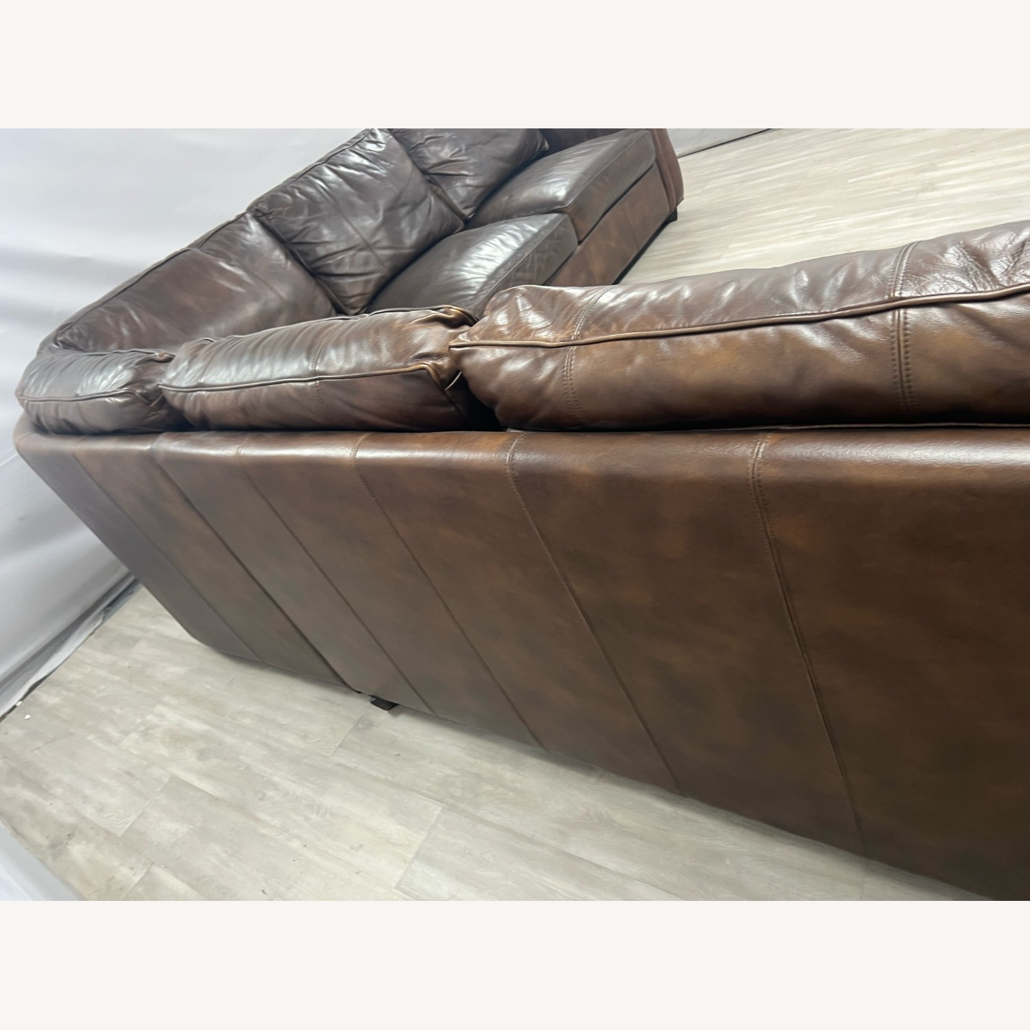 Raymour & Flanigan Dark Brown Leather Sectional - image-5