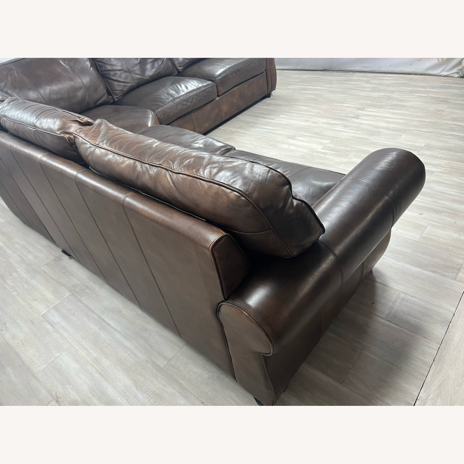 Raymour & Flanigan Dark Brown Leather Sectional - image-4