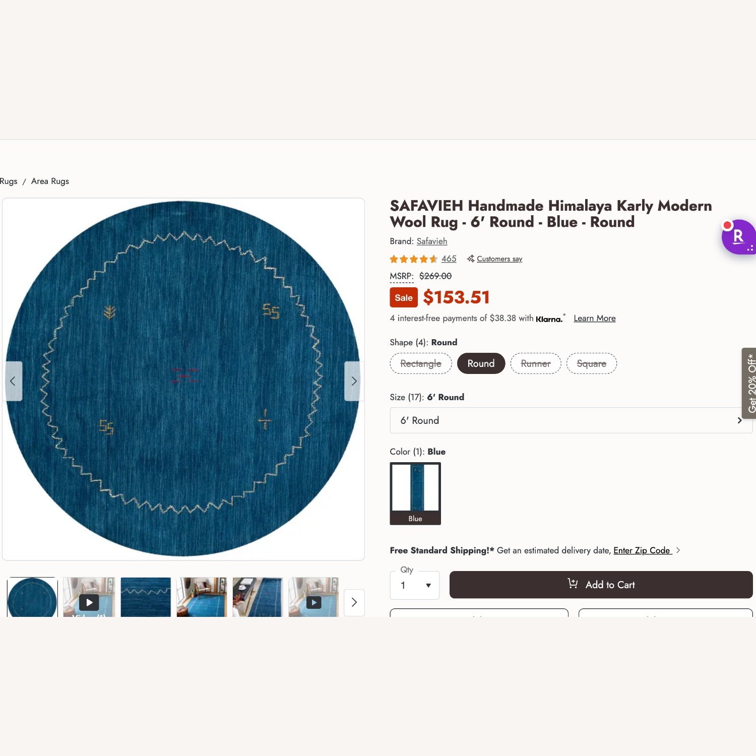 Safavieh Himalaya Blue Wool Area Rug 6' x 6' - image-5