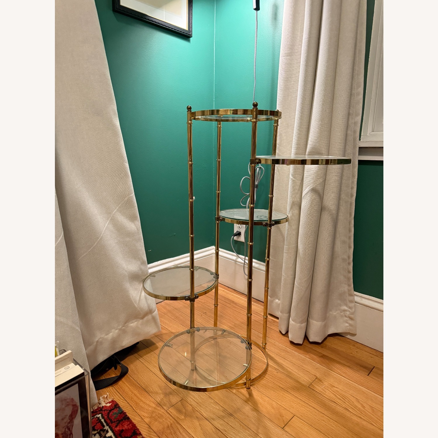 Vintage/Antique Gold Metal Side Table - image-2