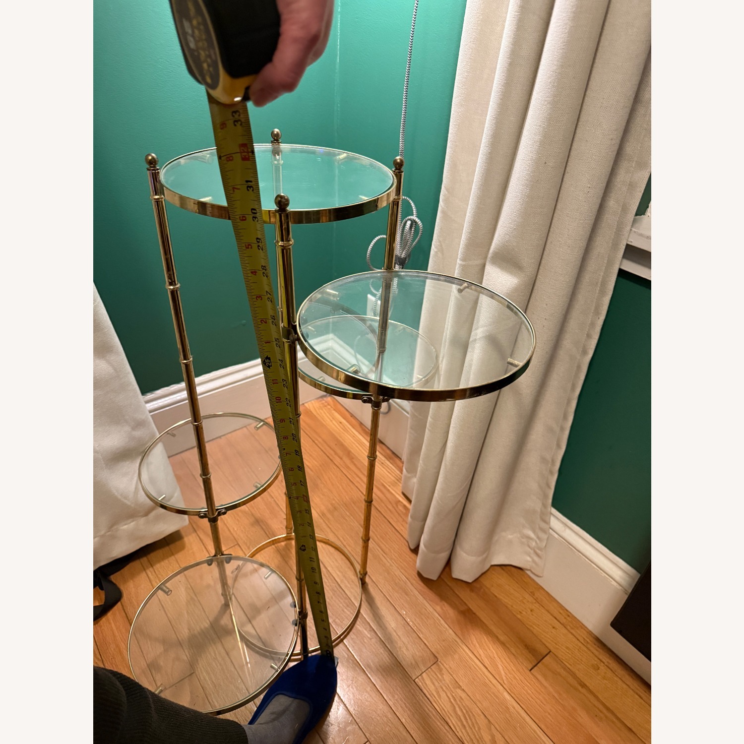 Vintage/Antique Gold Metal Side Table - image-5