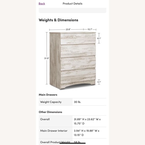 Used Wayfair 4 Drawer Wood Dresser for sale on AptDeco