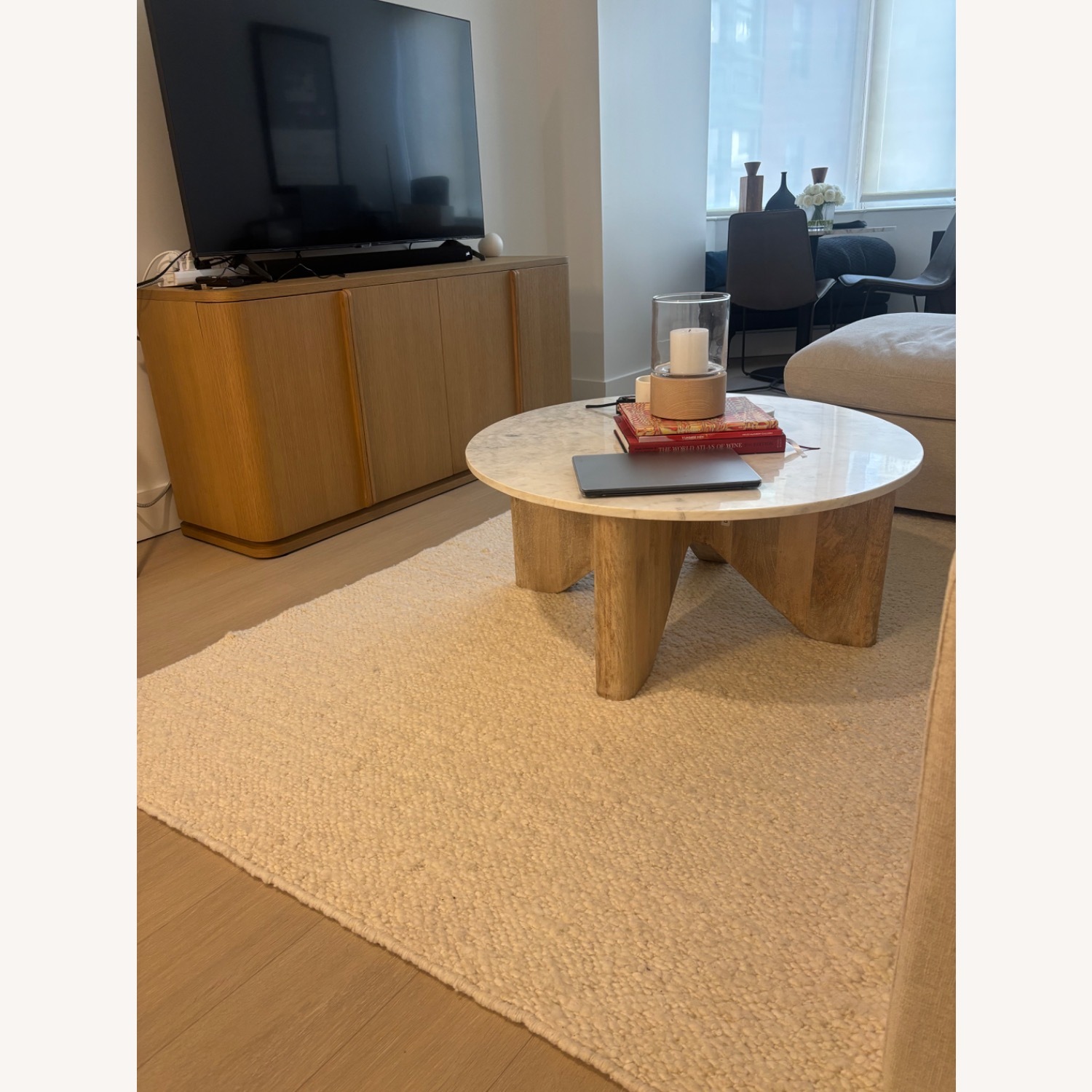 West Elm White Wood Coffee Table - image-3