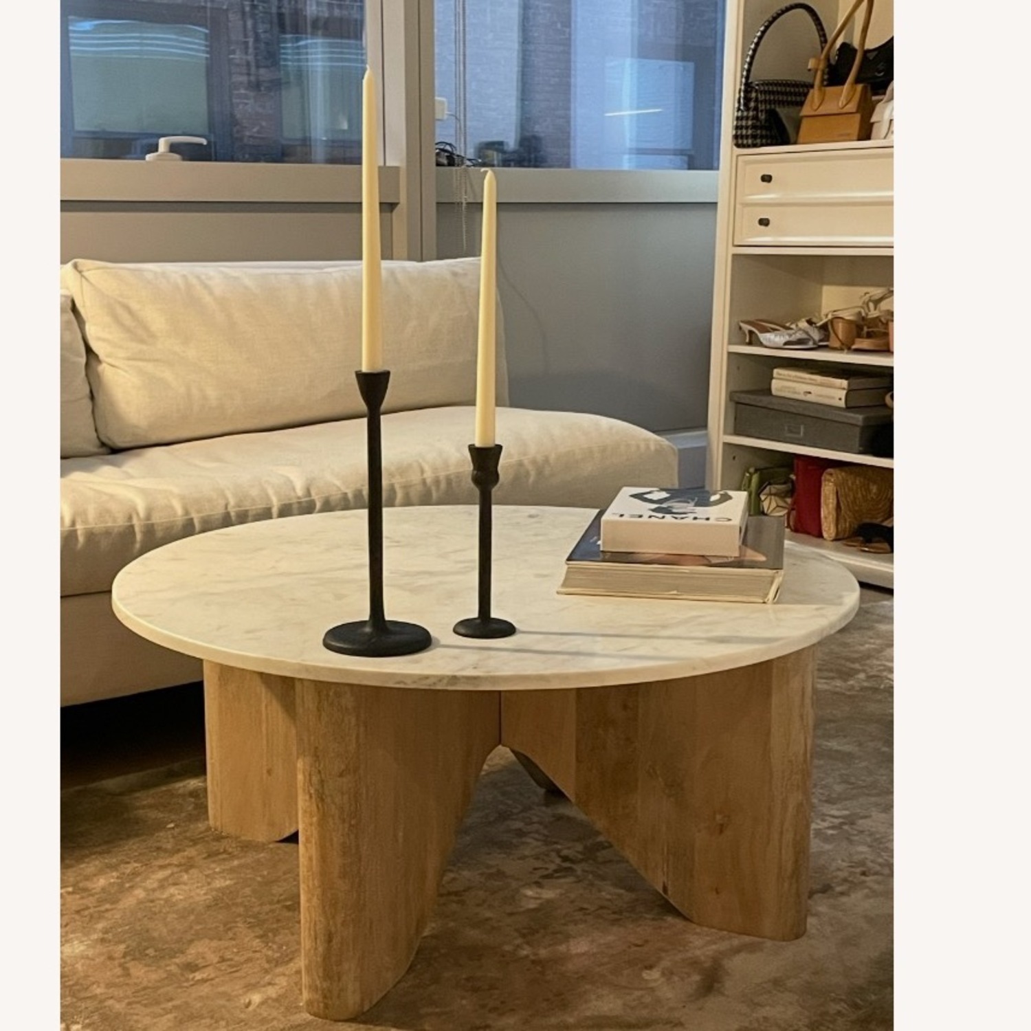 West Elm White Wood Coffee Table - image-2