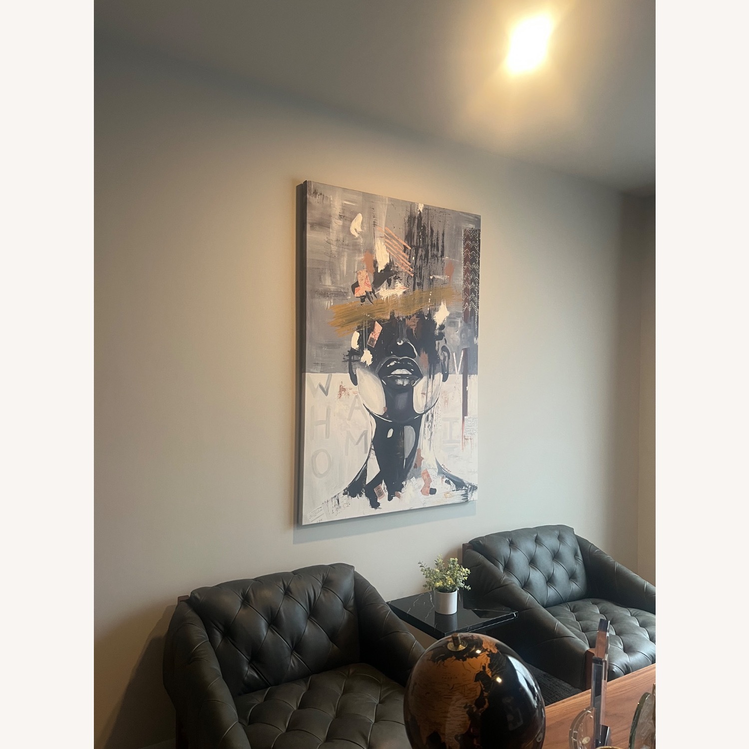 CB2 Abruzzo Charcoal Leather Tufted Chair - image-4