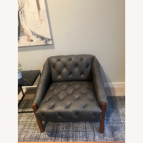 Used CB2 Abruzzo Charcoal Leather Tufted Chair for sale on AptDeco