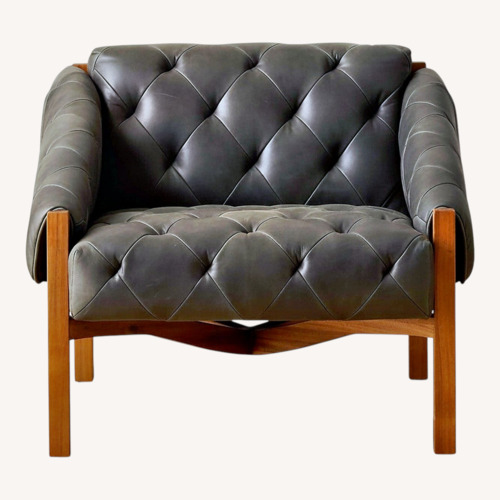 Used CB2 Abruzzo Charcoal Leather Tufted Chair for sale on AptDeco