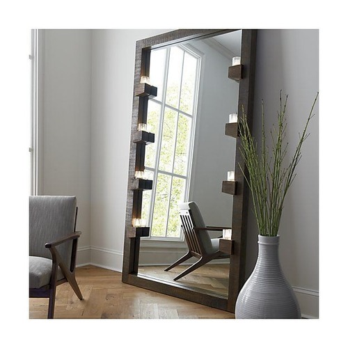 Used Crate & Barrel Dark Brown Wood Wall Mirror for sale on AptDeco
