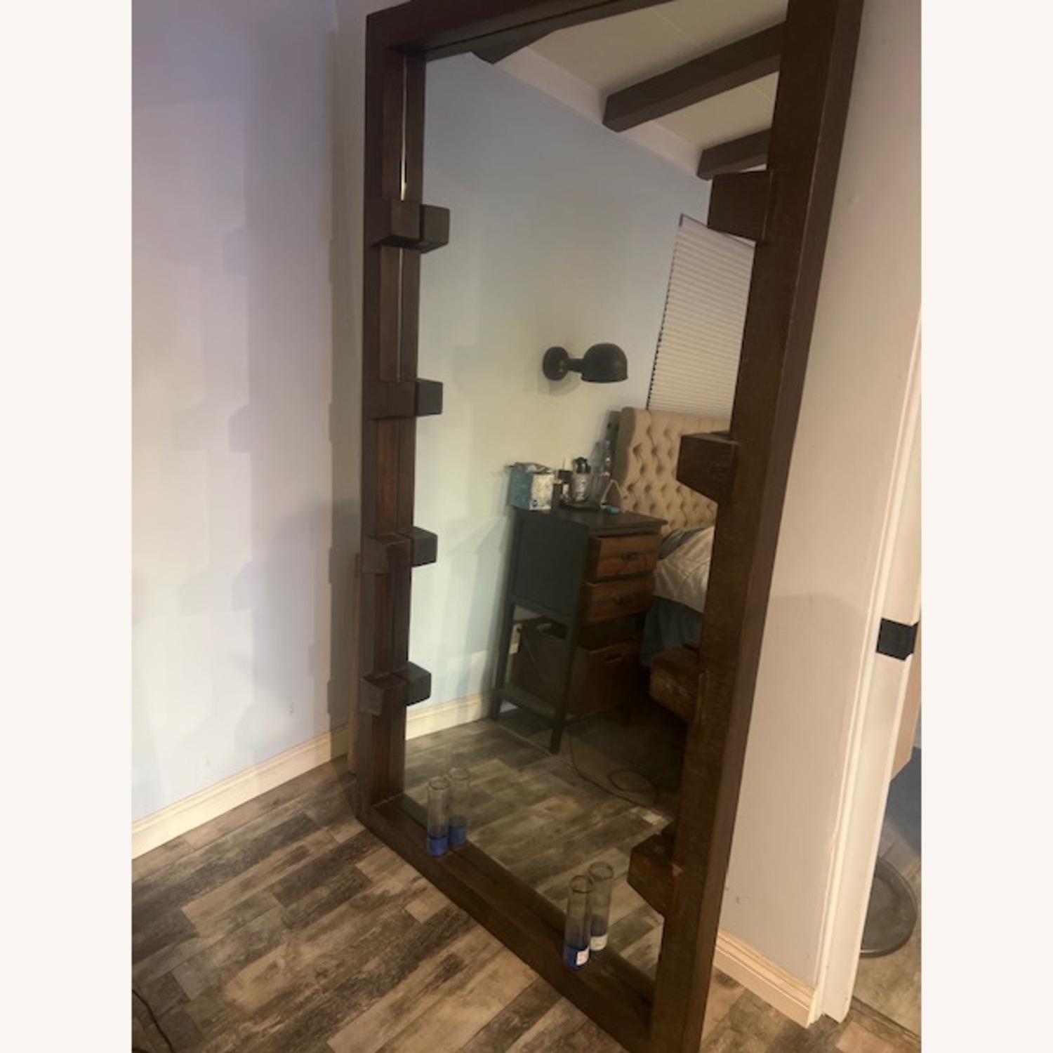 Crate & Barrel Dark Brown Wood Wall Mirror - image-4