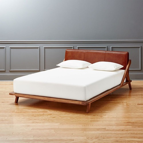 Used CB2 Drommen Acacia Wood King Bed for sale on AptDeco