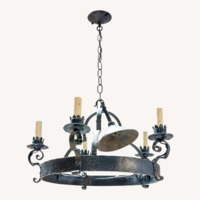 French Heritage Wood Ceiling Lamp