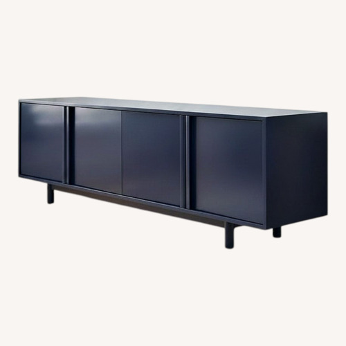 Used West Elm Blue Wood Media Storage for sale on AptDeco