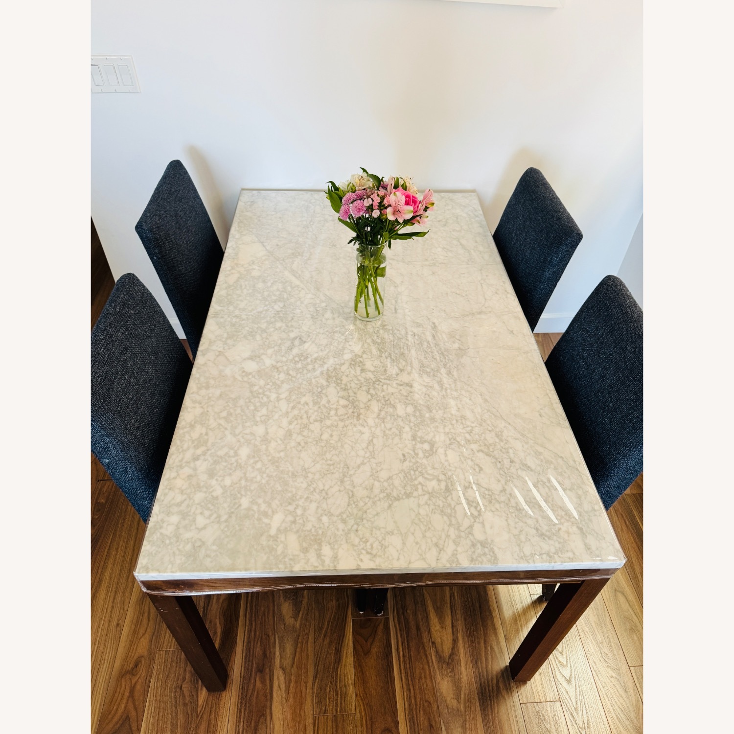 Crate & Barrel Marble Dining Table - image-1