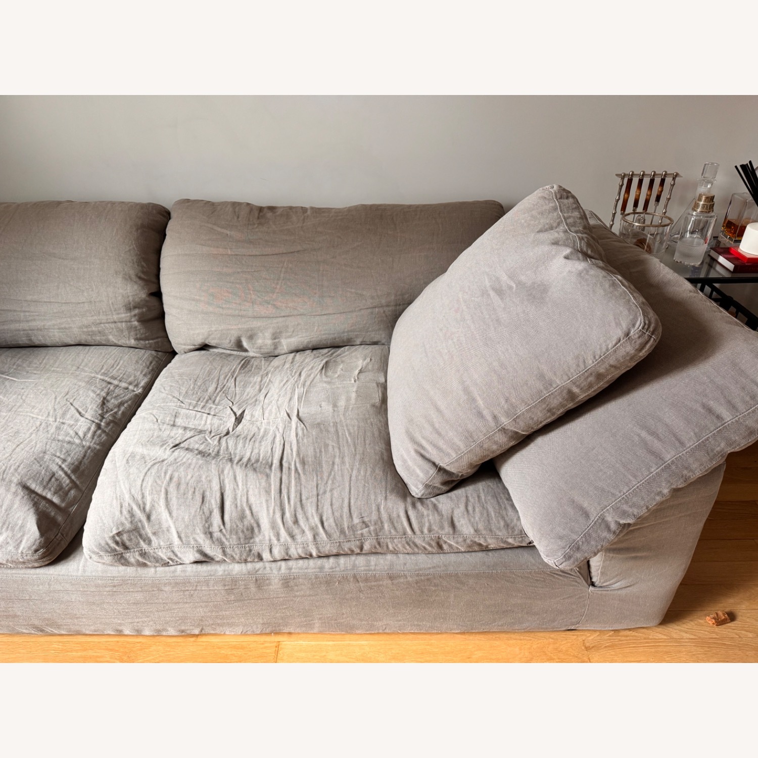 Restoration Hardware Light Gray 2 Seater Sofa - image-5