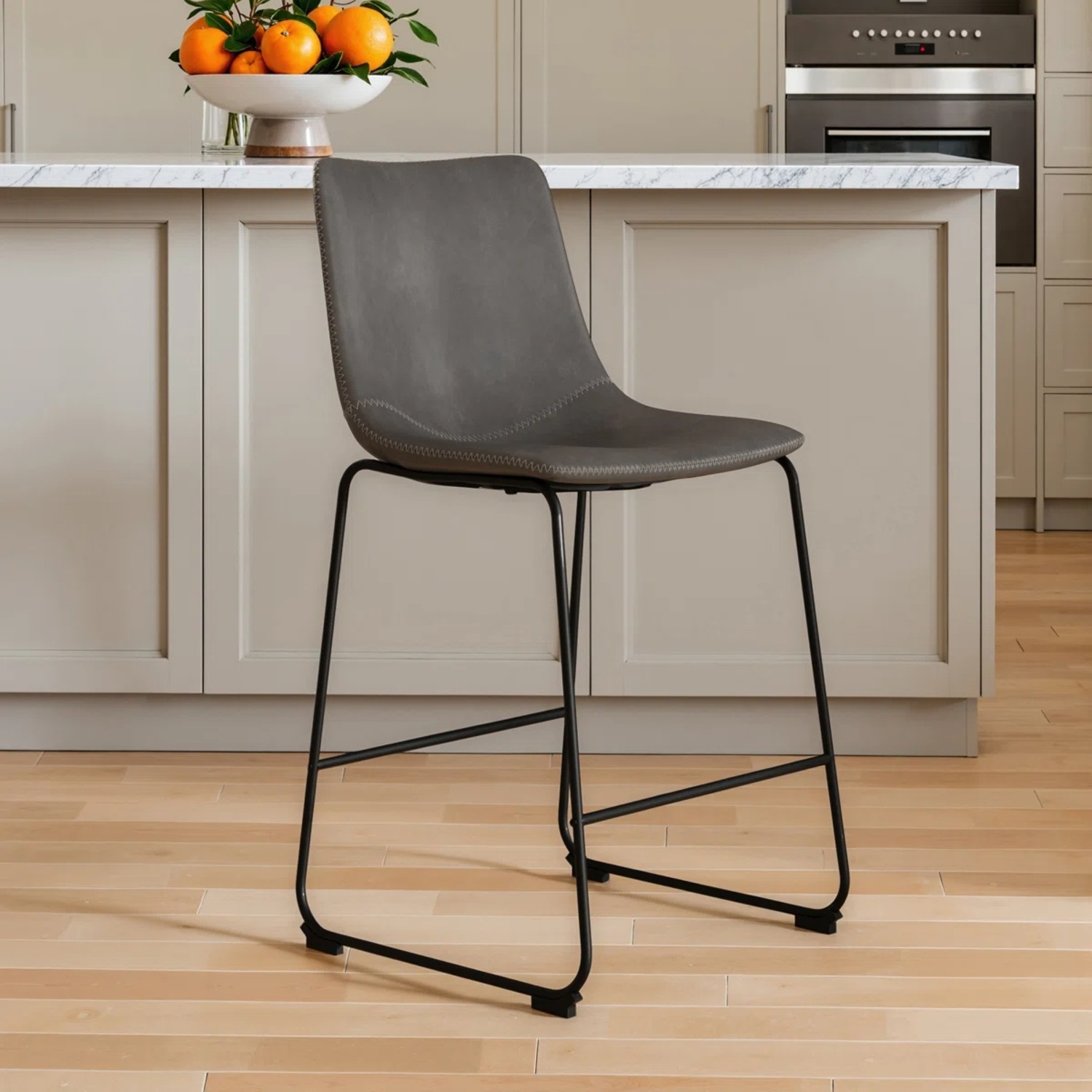 Wayfair Dark Gray Leather Stools - image-5