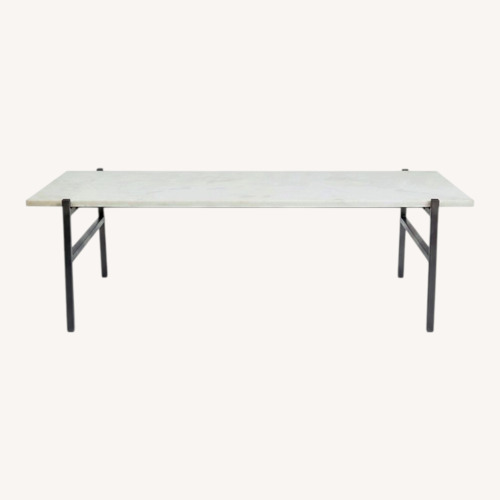 Used CB2 Slab White Marble Coffee Table for sale on AptDeco