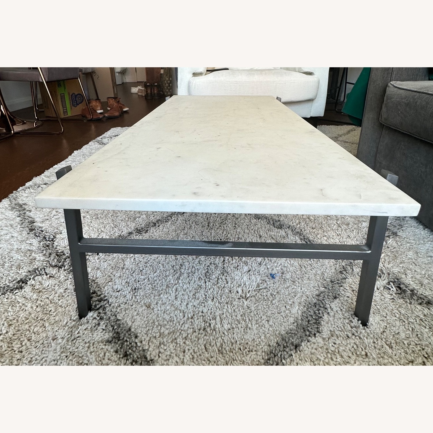 CB2 Slab White Marble Coffee Table - image-3