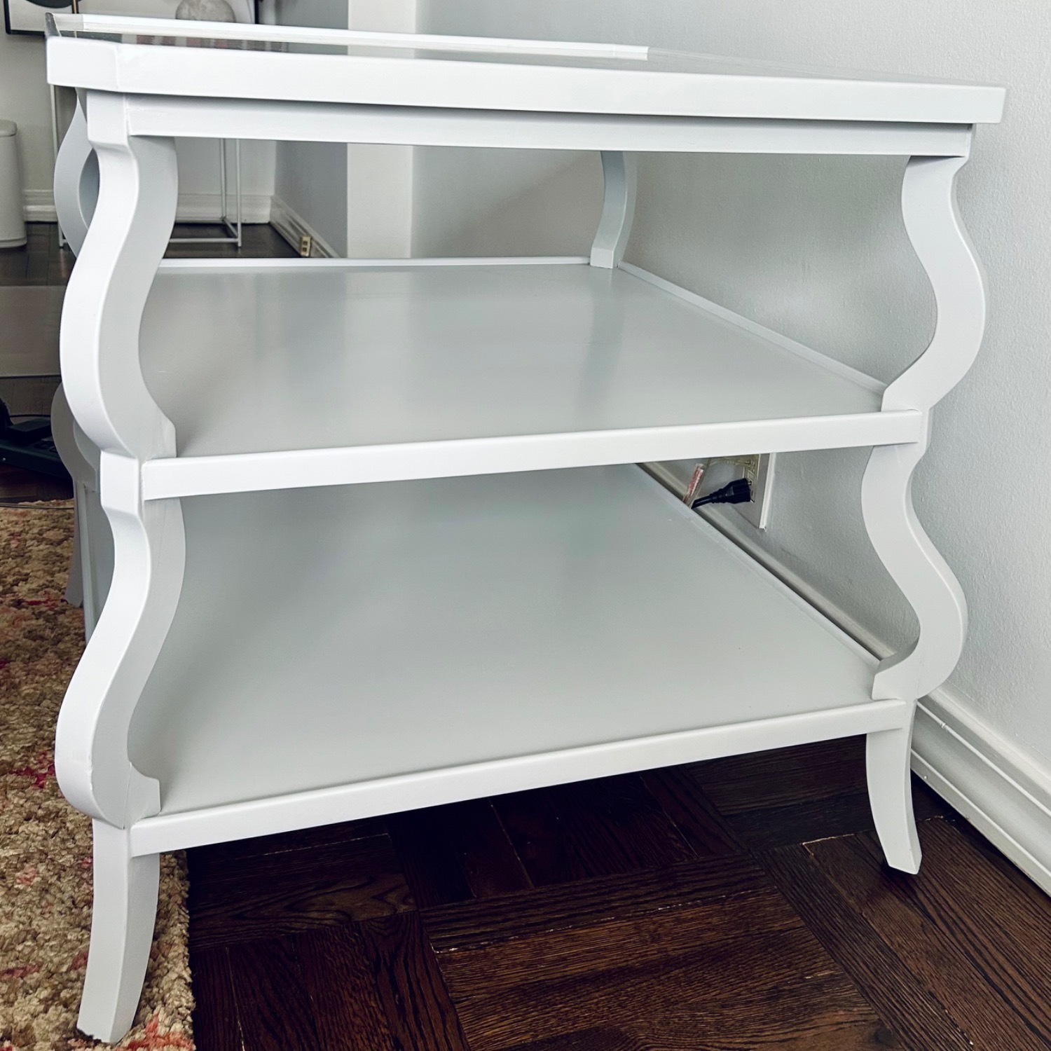 Light Gray Wood Tiered Side Table - image-2