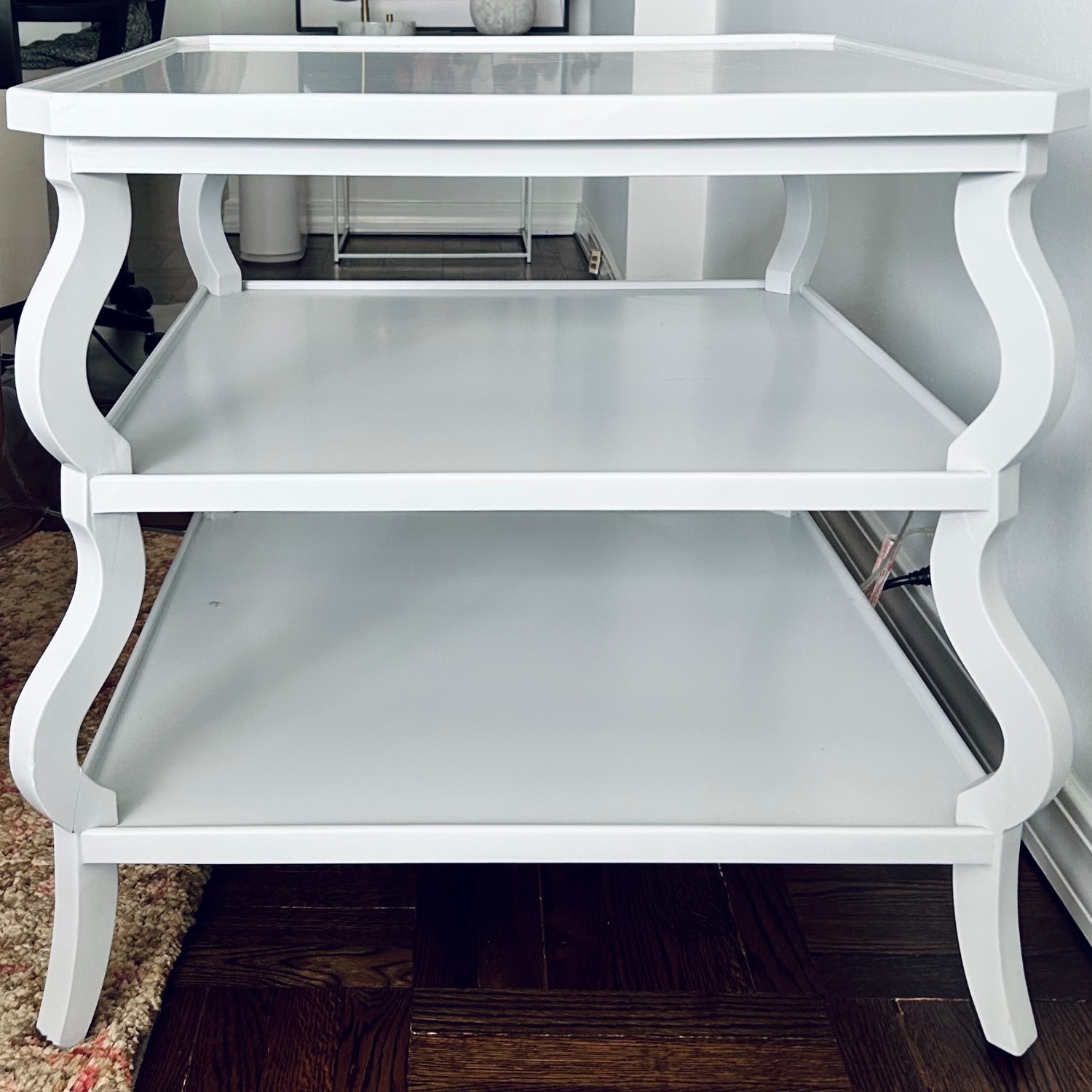 Light Gray Wood Tiered Side Table - image-3