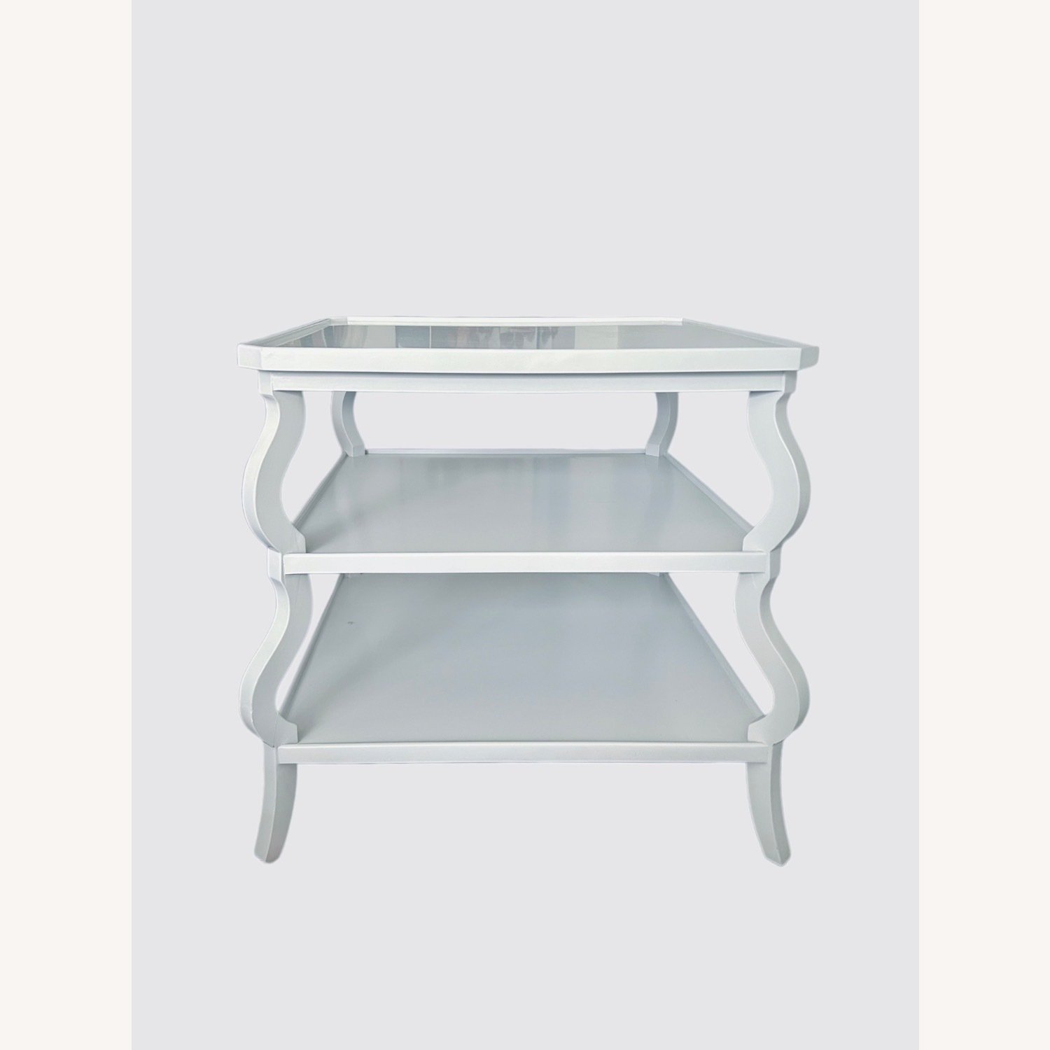 Light Gray Wood Tiered Side Table - image-1