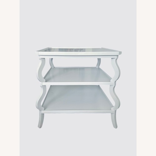 Used Light Gray Wood Tiered Side Table for sale on AptDeco