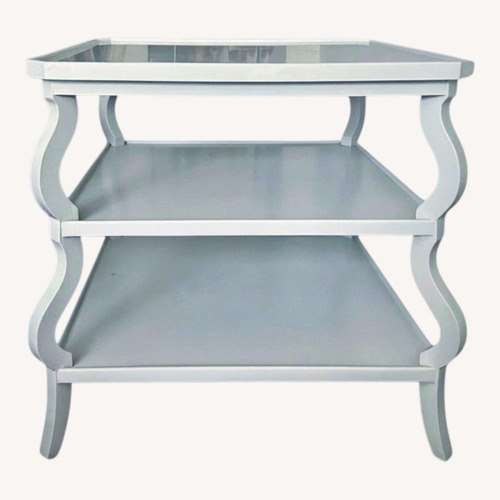 Used Light Gray Wood Tiered Side Table for sale on AptDeco