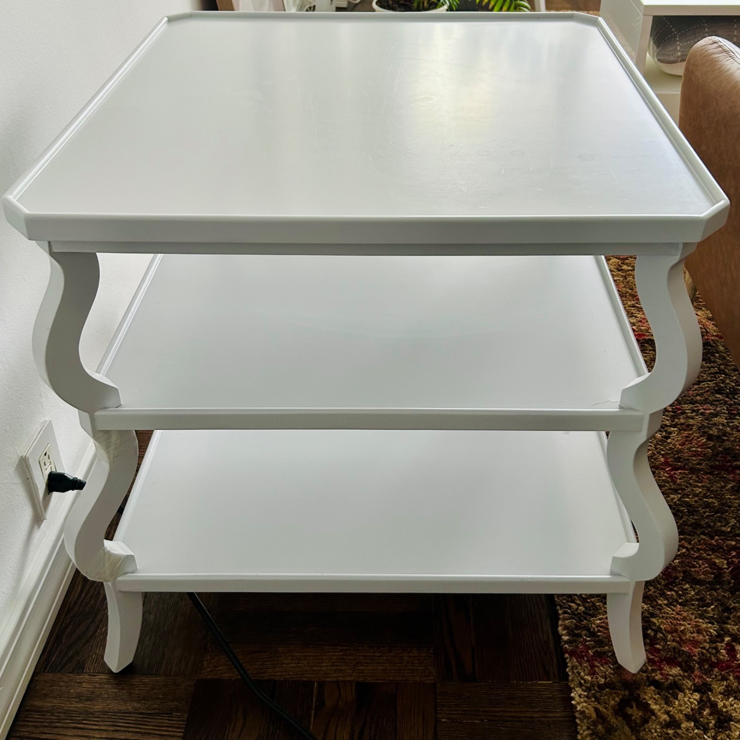 Light Gray Wood Tiered Side Table - image-7