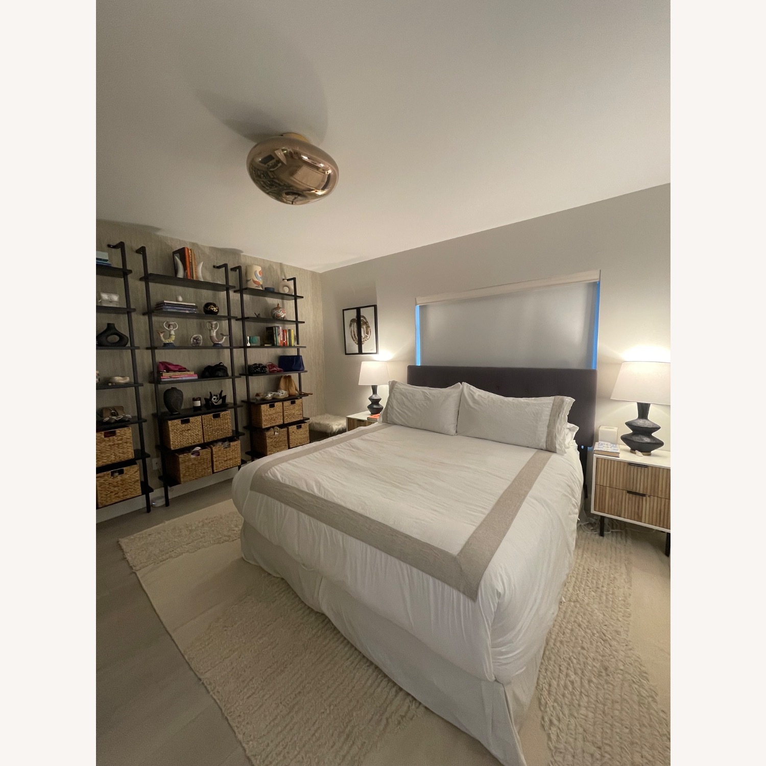 White Fabric King Bed - image-2