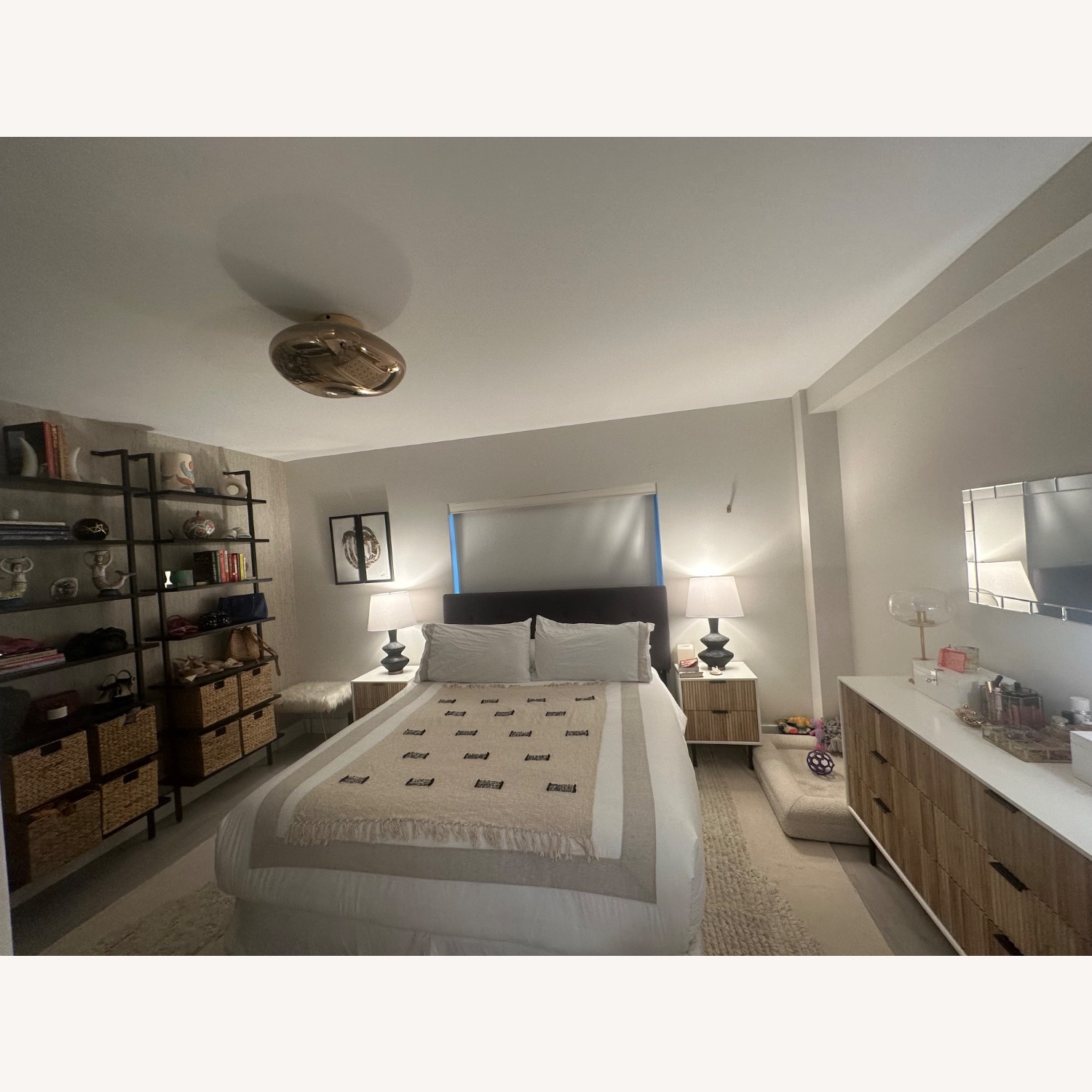 White Fabric King Bed - image-1