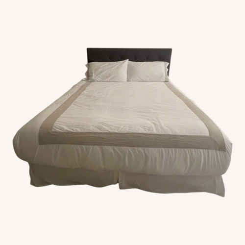Used White Fabric King Bed for sale on AptDeco