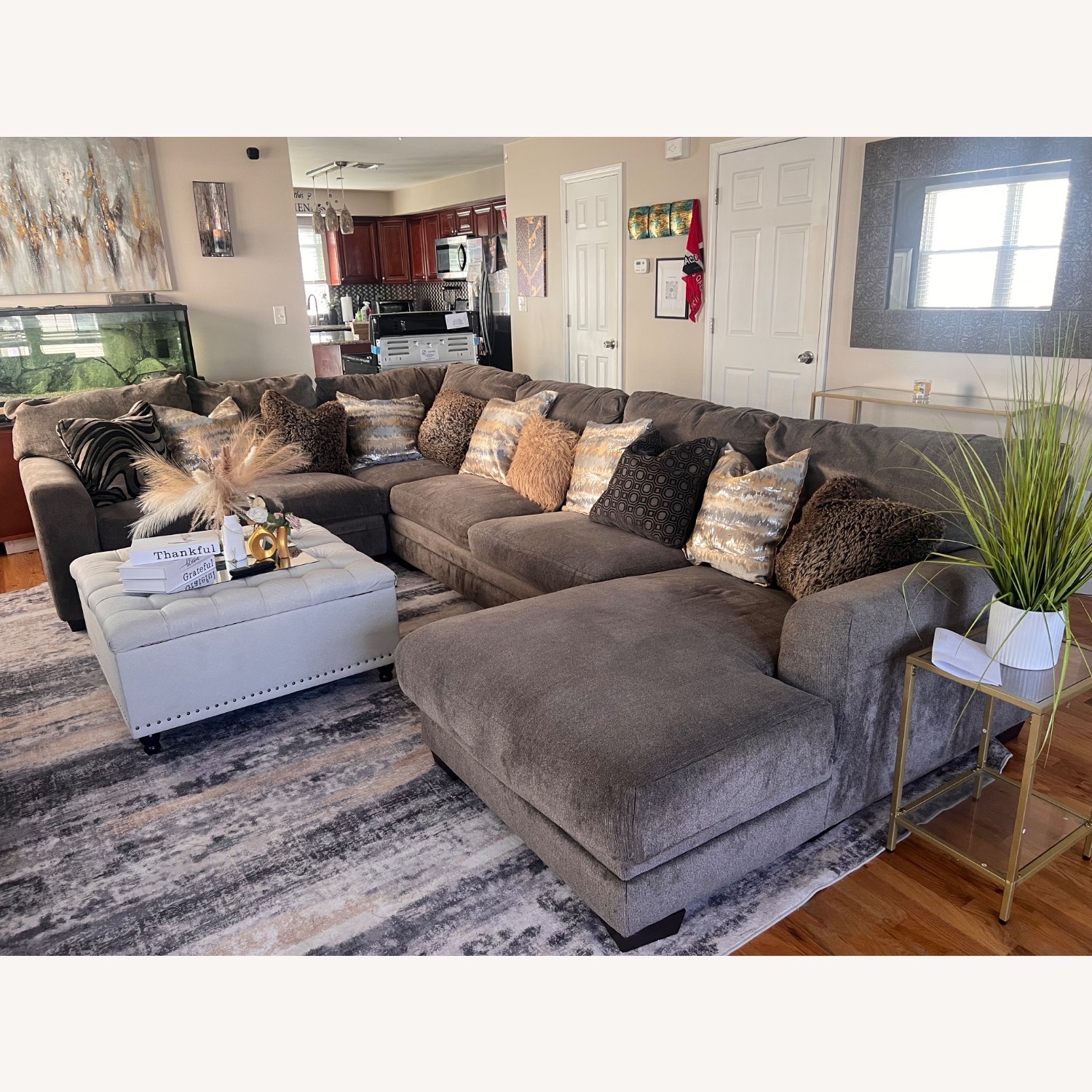 Bob's Discount Furniture Playground Gray 145'' 4 Piece Sleeper Sectional - image-3