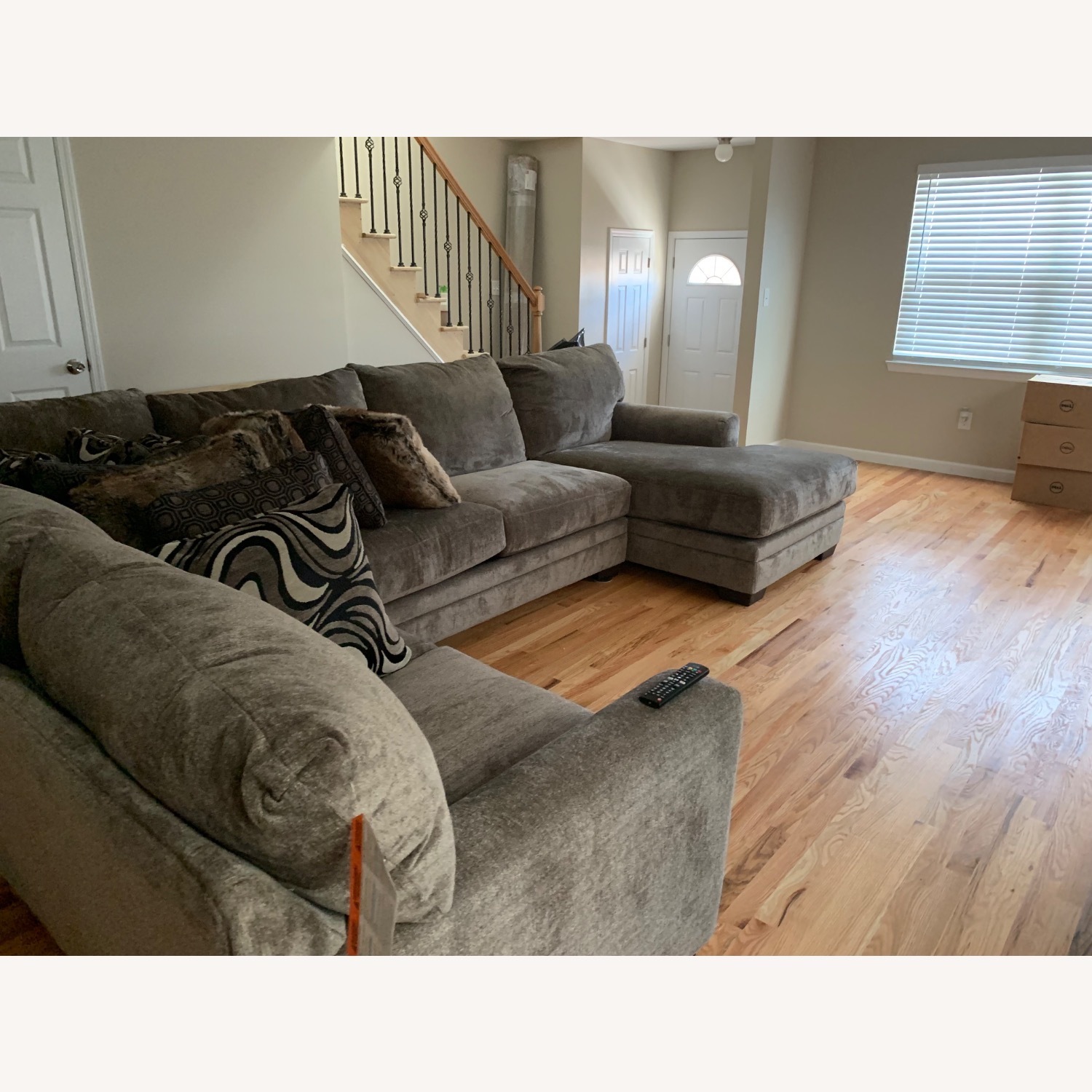 Bob's Discount Furniture Playground Gray 145'' 4 Piece Sleeper Sectional - image-5