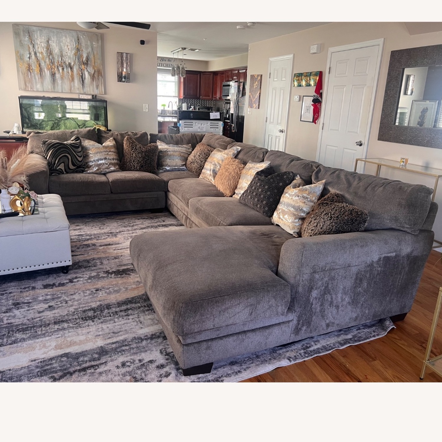 Bob's Discount Furniture Playground Gray 145'' 4 Piece Sleeper Sectional - image-2