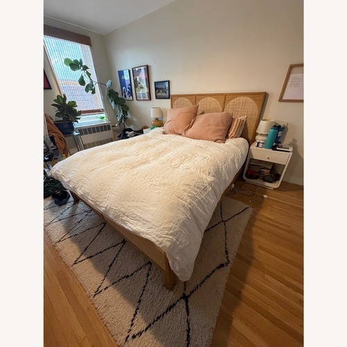 Used Urban Outfitters Alder Light Brown Wood Queen Bed for sale on AptDeco