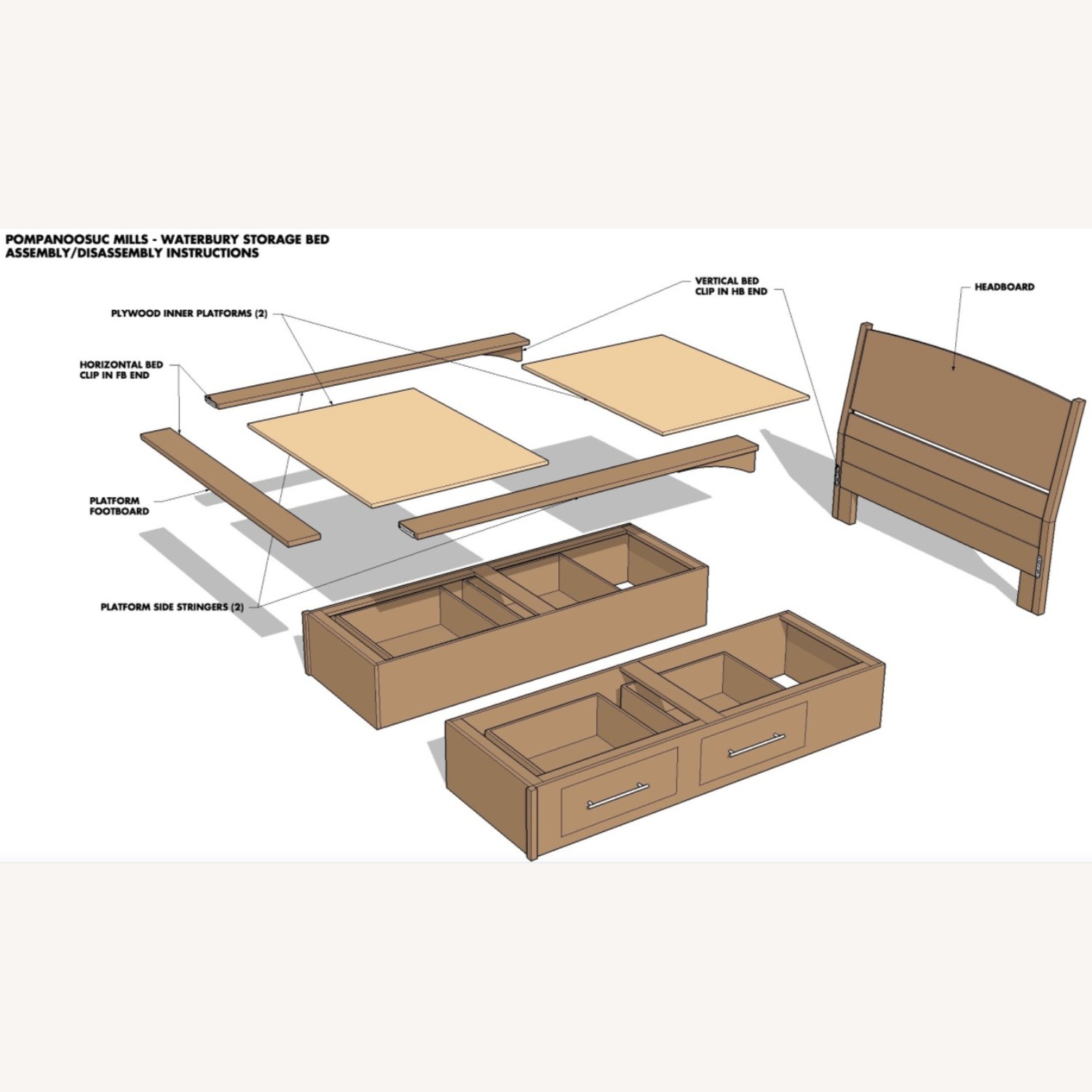 Pompanoosuc Mills Waterbury Dark Brown Wood Full Bed - image-9