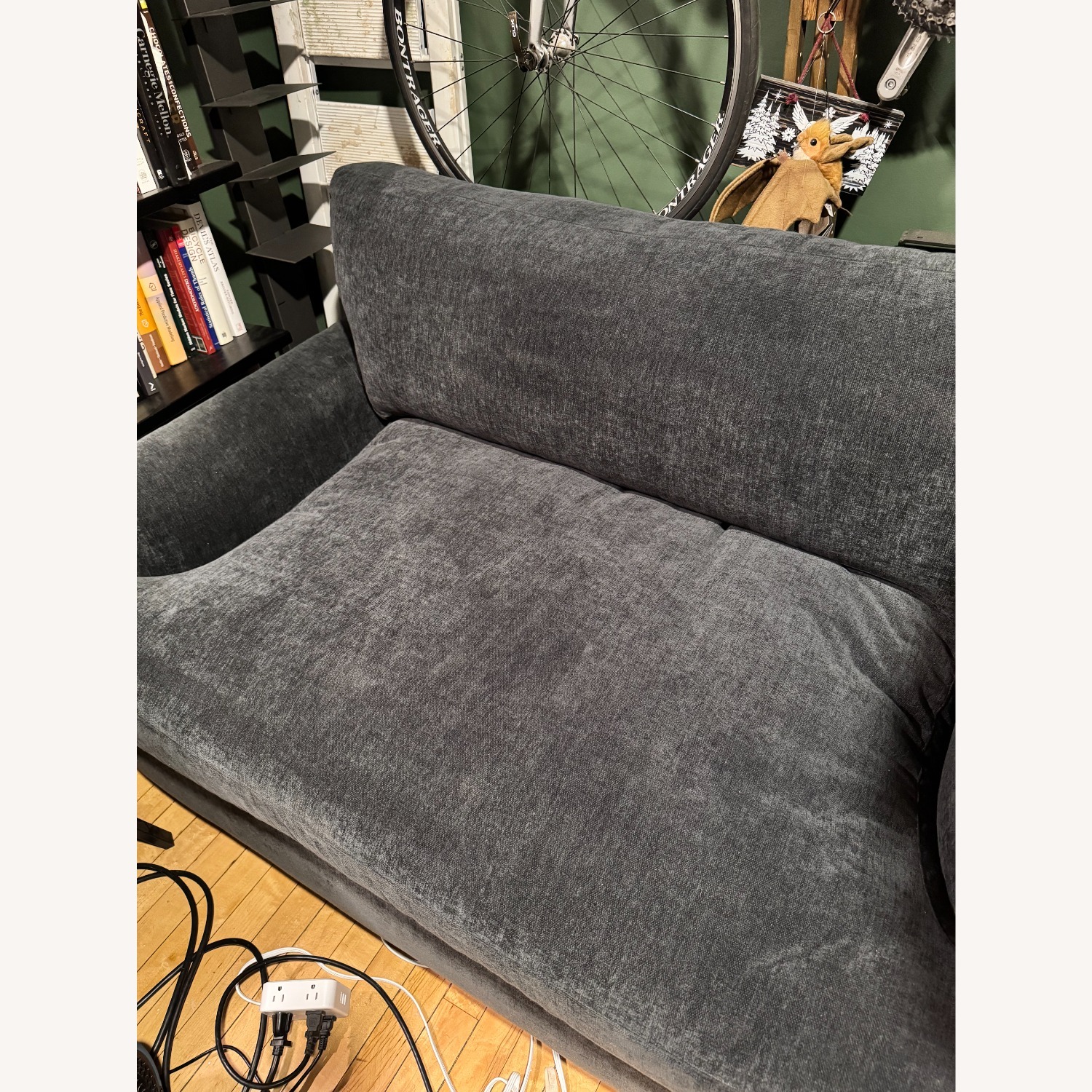 West Elm Haven Dark Gray Velvet Sleeper Sofa - image-1