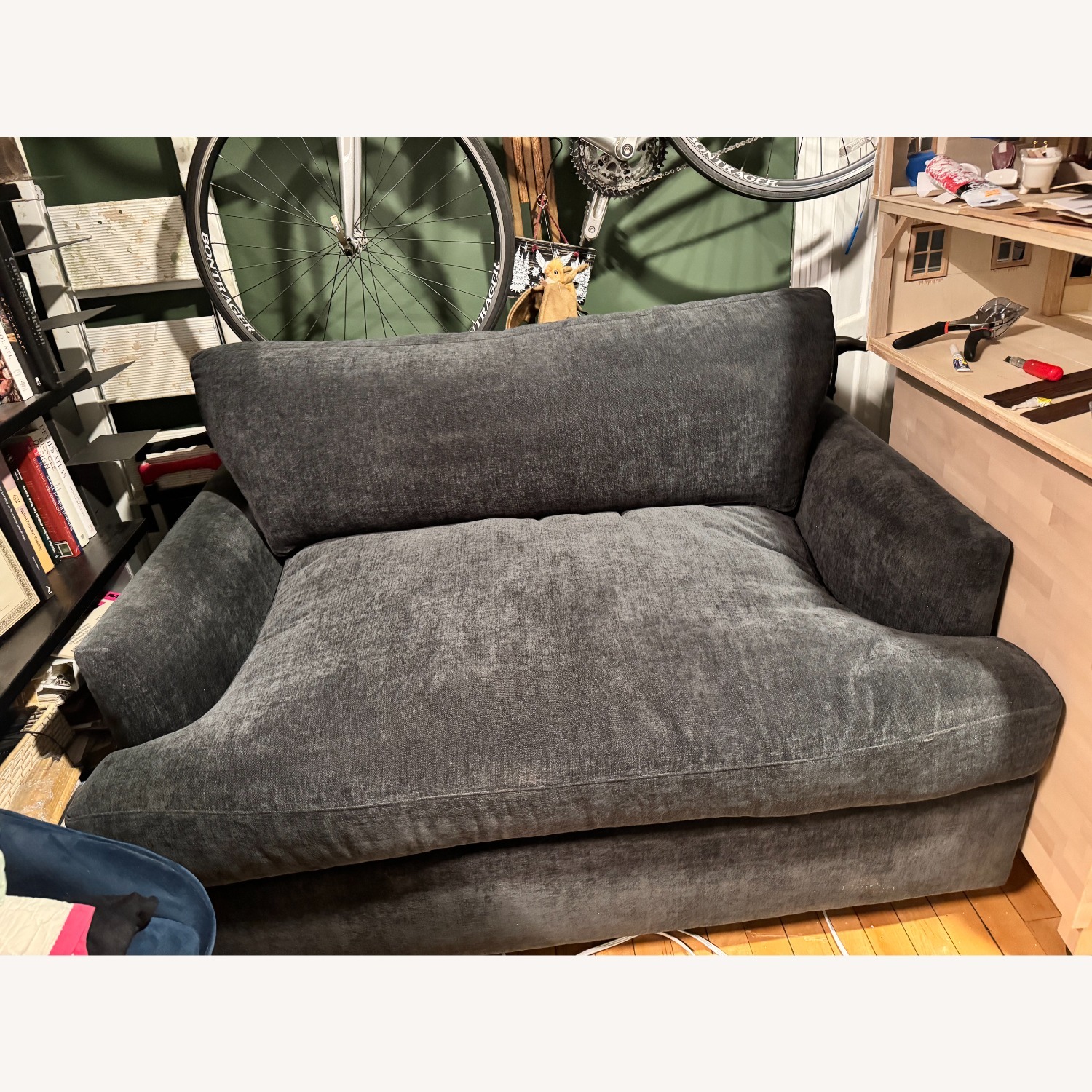 West Elm Haven Dark Gray Velvet Sleeper Sofa - image-2