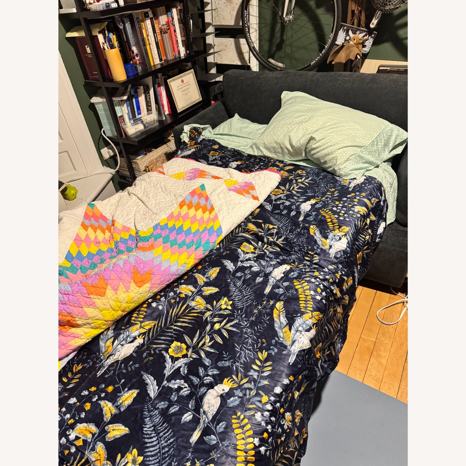 West Elm Haven Dark Gray Velvet Sleeper Sofa - image-5