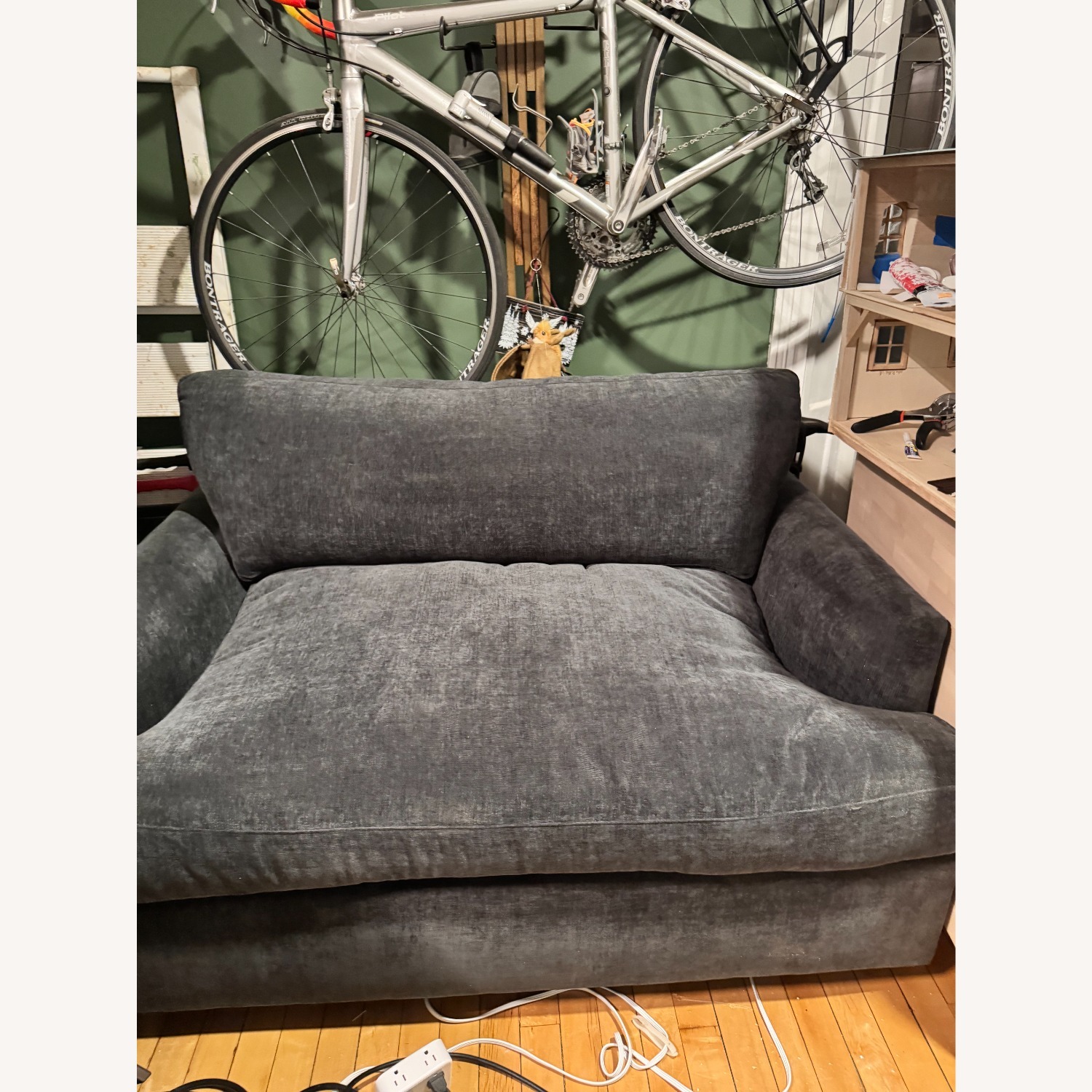 West Elm Haven Dark Gray Velvet Sleeper Sofa - image-6