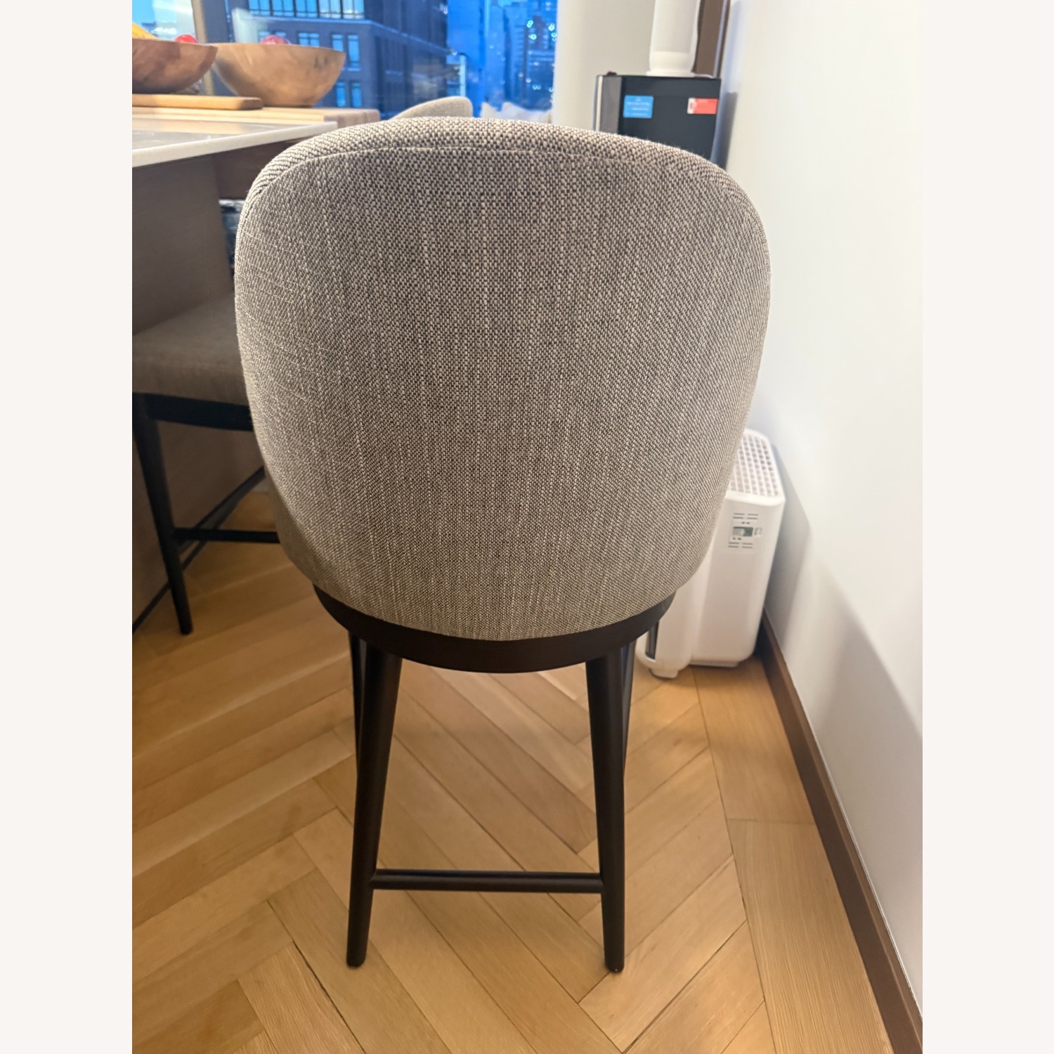 Crate & Barrel Light Gray Fabric Stools - image-3