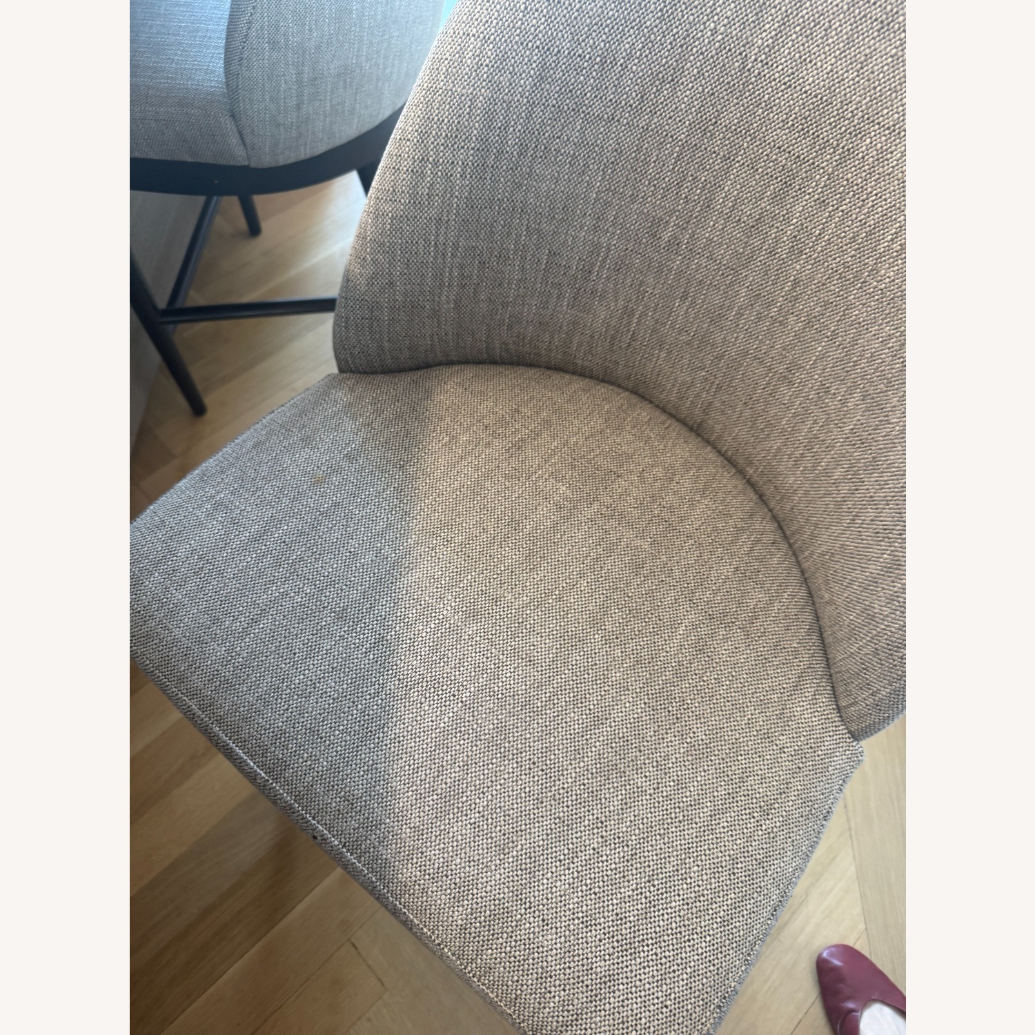 Crate & Barrel Light Gray Fabric Stools - image-5
