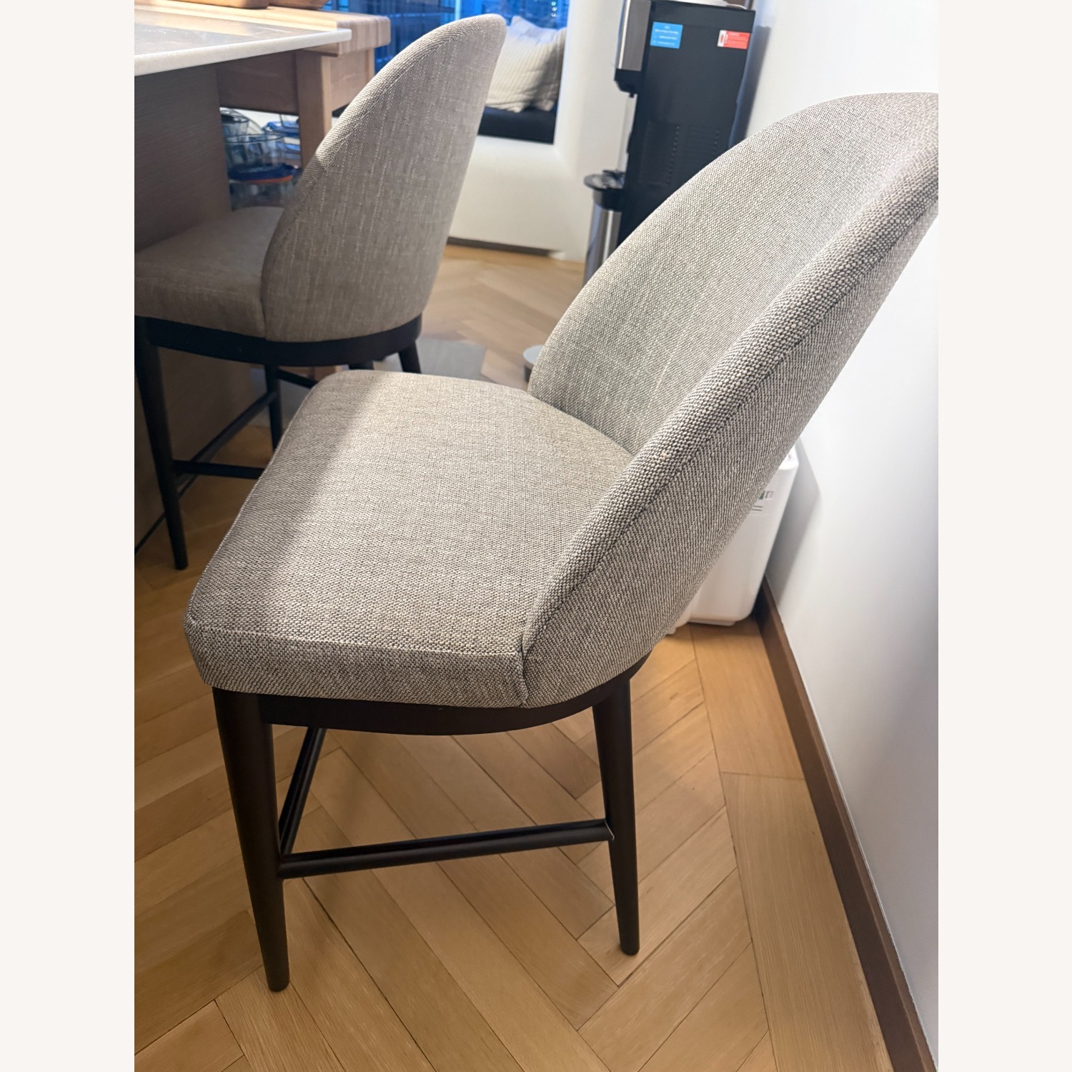 Crate & Barrel Light Gray Fabric Stools - image-2