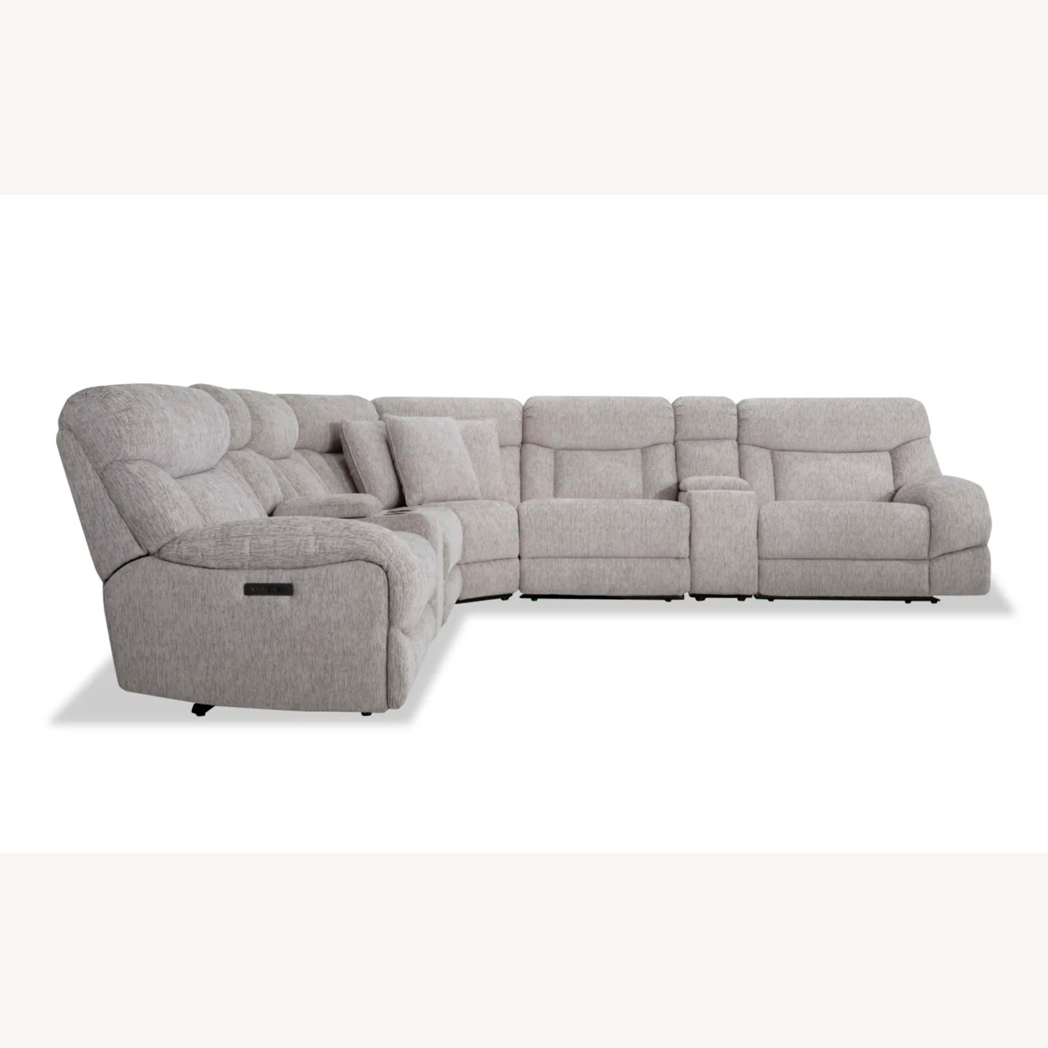 Bob's Discount Furniture Everest Light Gray 136'' Power Reclining 7 Piece Sectional  - image-5