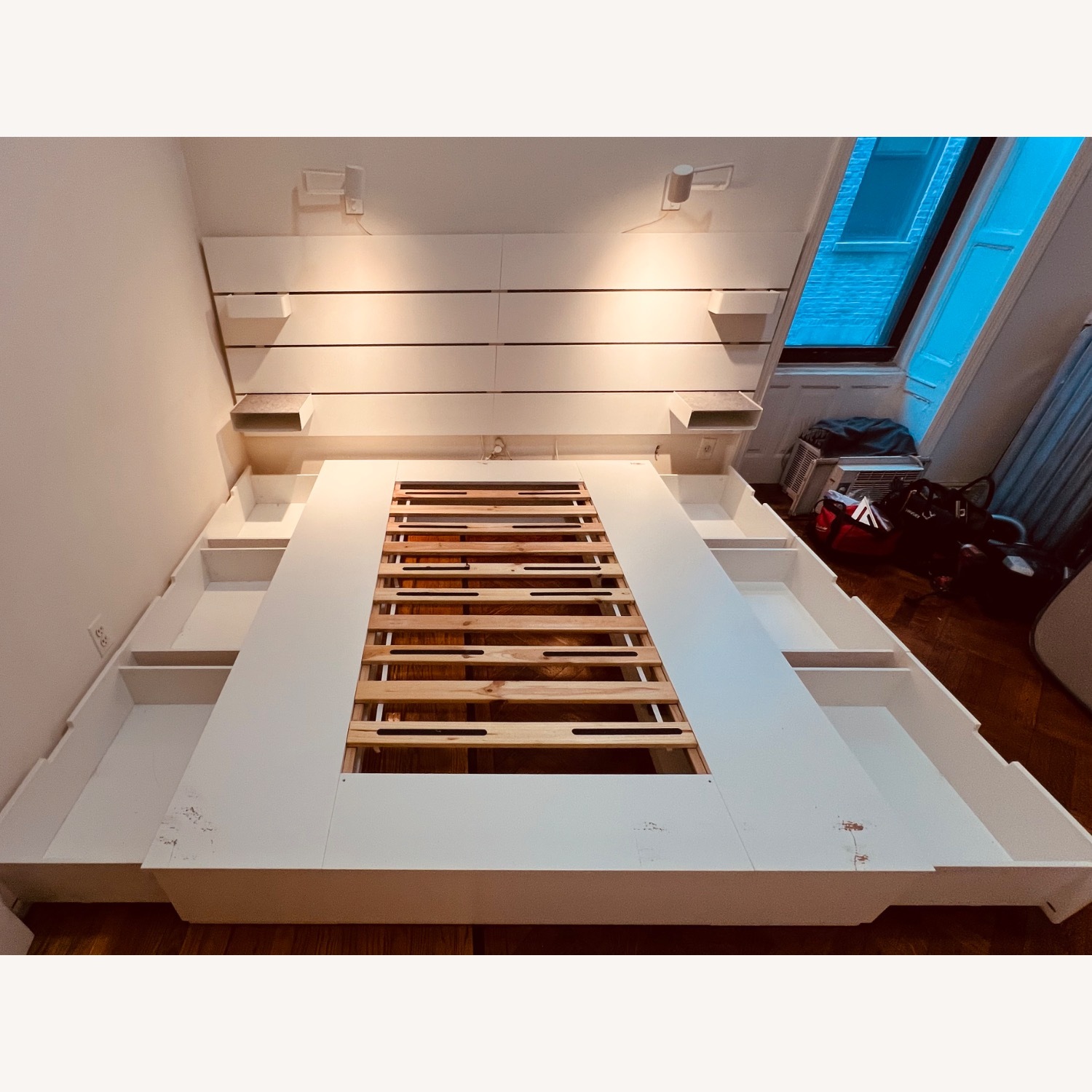 IKEA Nordli White Queen Bedframe w Storage - image-2