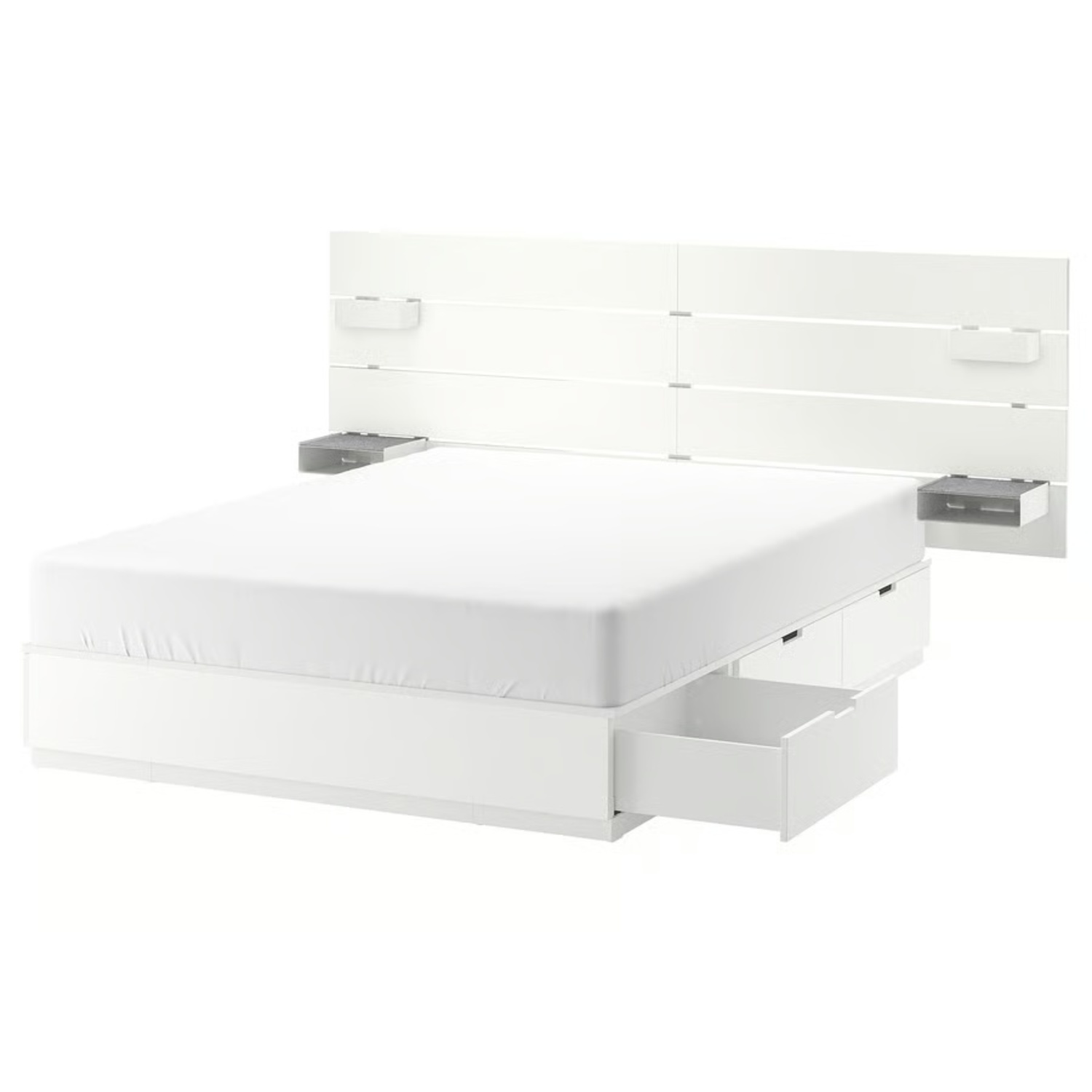 IKEA Nordli White Queen Bedframe w Storage - image-4