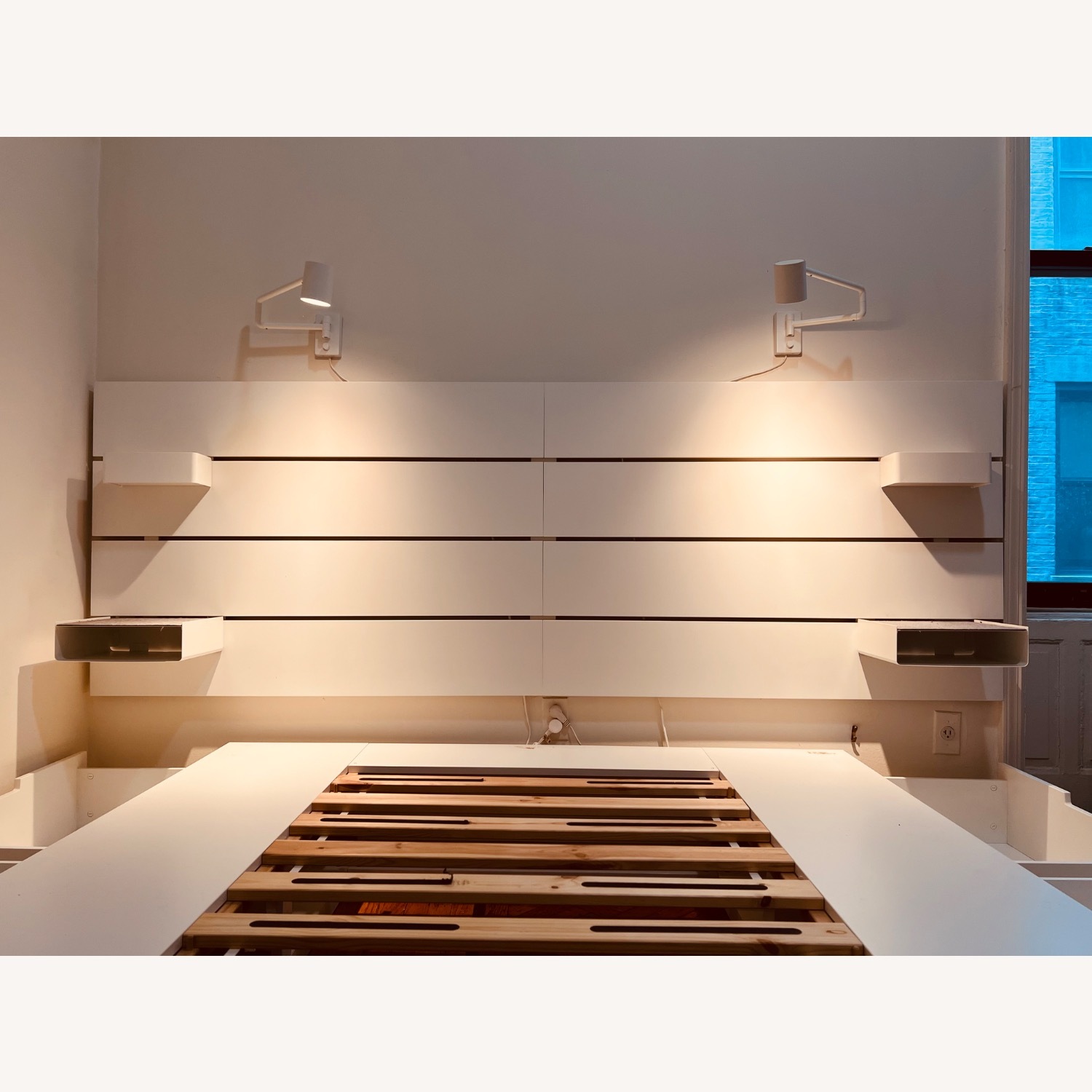 IKEA Nordli White Queen Bedframe w Storage - image-1