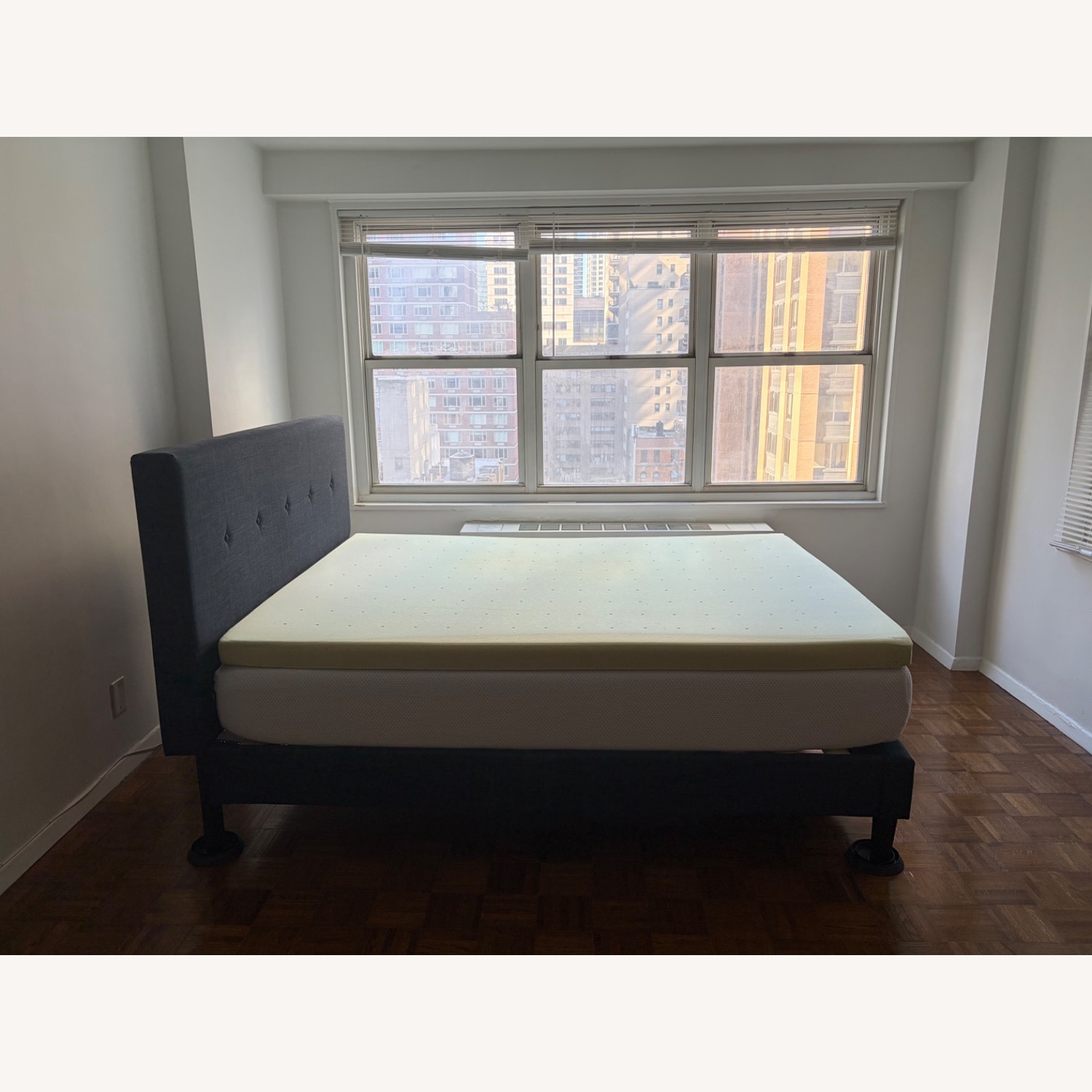 Zinus Blue Upholstered Queen Bed   - image-3